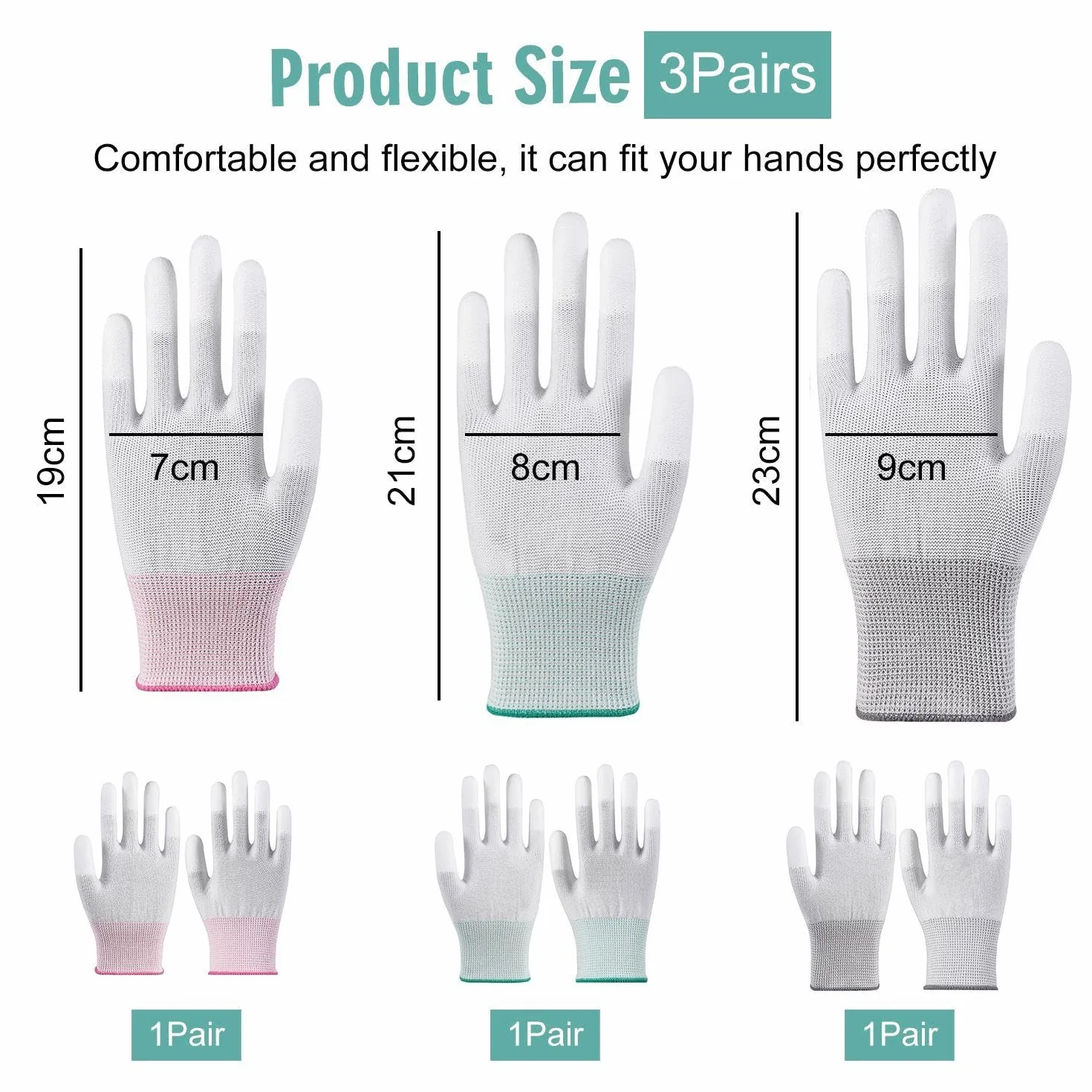 Gants Anti-Brûlure Résistants à la Chaleur pour Coiffage, Fer à Friser et Outils de Coiffage - 3 Paires