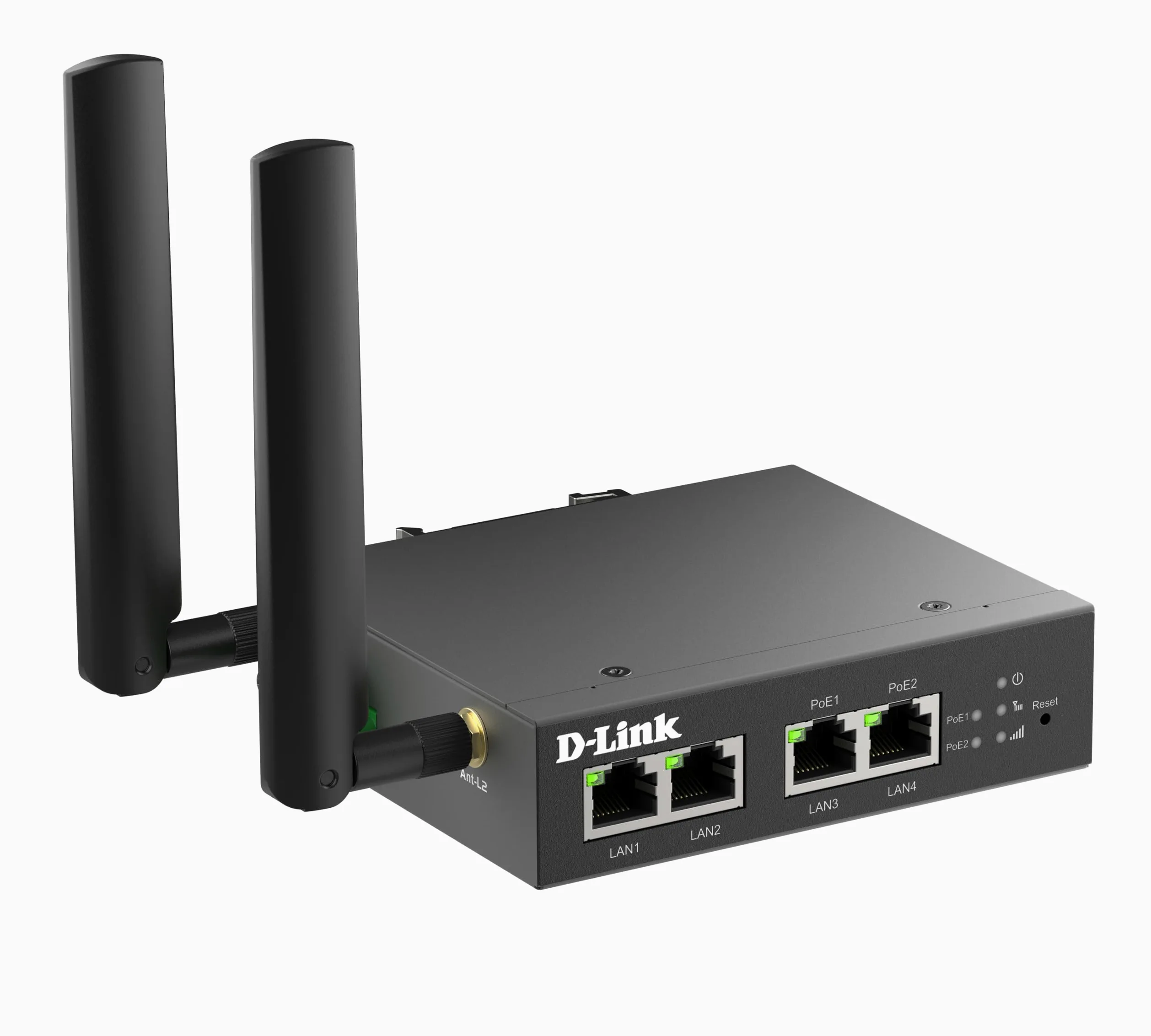 D-Link DWM-314-TP Routeur Modem PoE Multi-Connect 4G | LTE Cat.4 Industriel, Ports PoE+ Doubles, Switch Ethernet 4 Ports, Sécurité VPN, Résistance Température & Humidité, Montage DIN-Rail