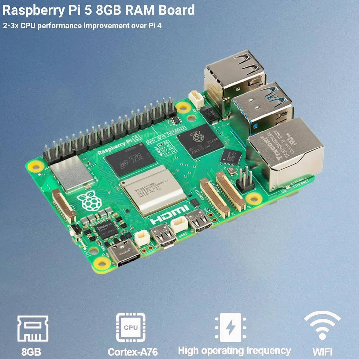 RasTech Raspberry Pi 5 Kit de 8 Go de RAM avec boîtier Pi 5, refroidisseur actif, tournevis et Raspberry Pi 5 carte de 8 Go incluse