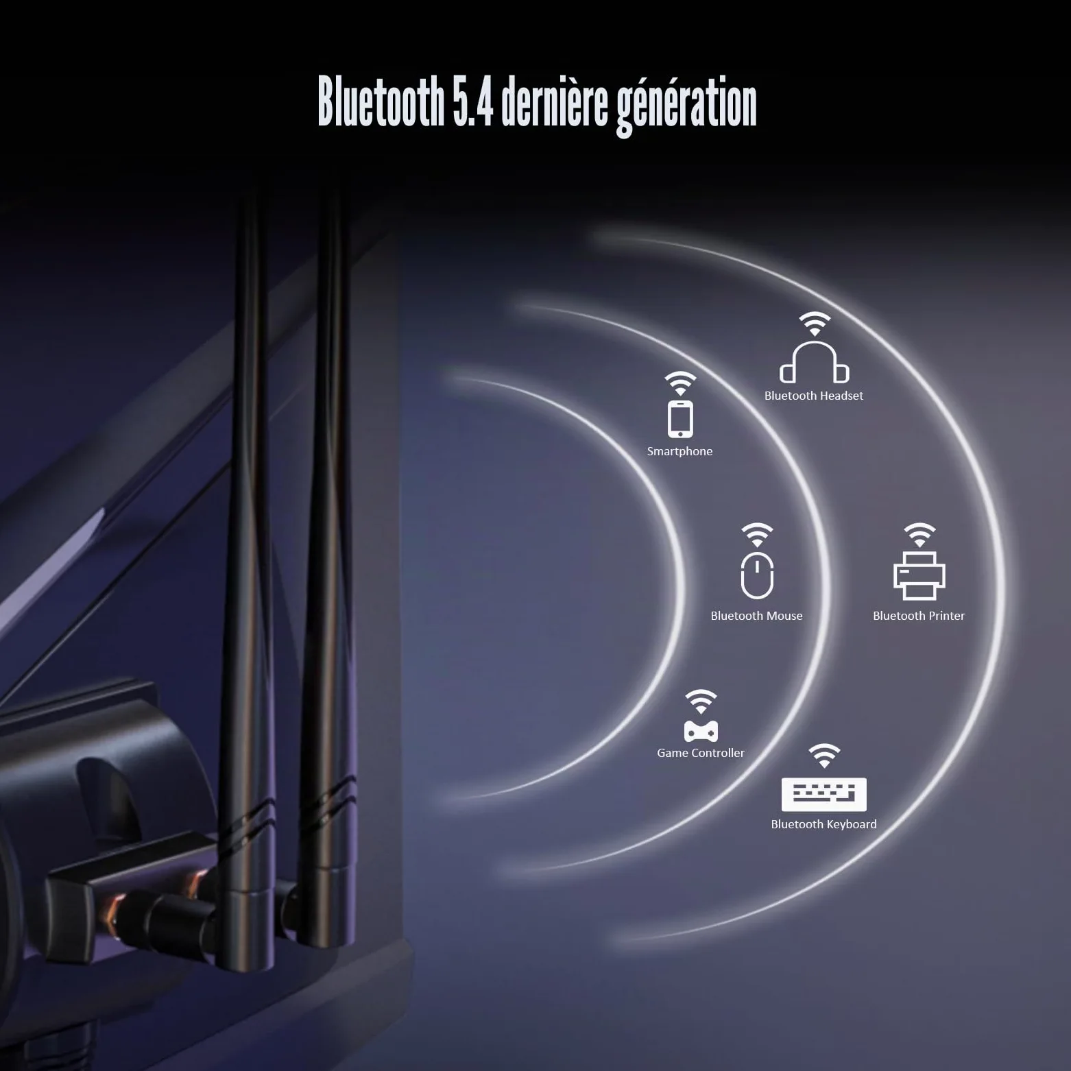 GLOTRENDS Carte WiFi 7 avec antenne d'extension de 2 mètres pour PC de Bureau, Intel BE200NGW, Compatible Uniquement avec Windows 11 24H2 ou Version supérieure (ne supporte Pas Les Cartes mères AMD)