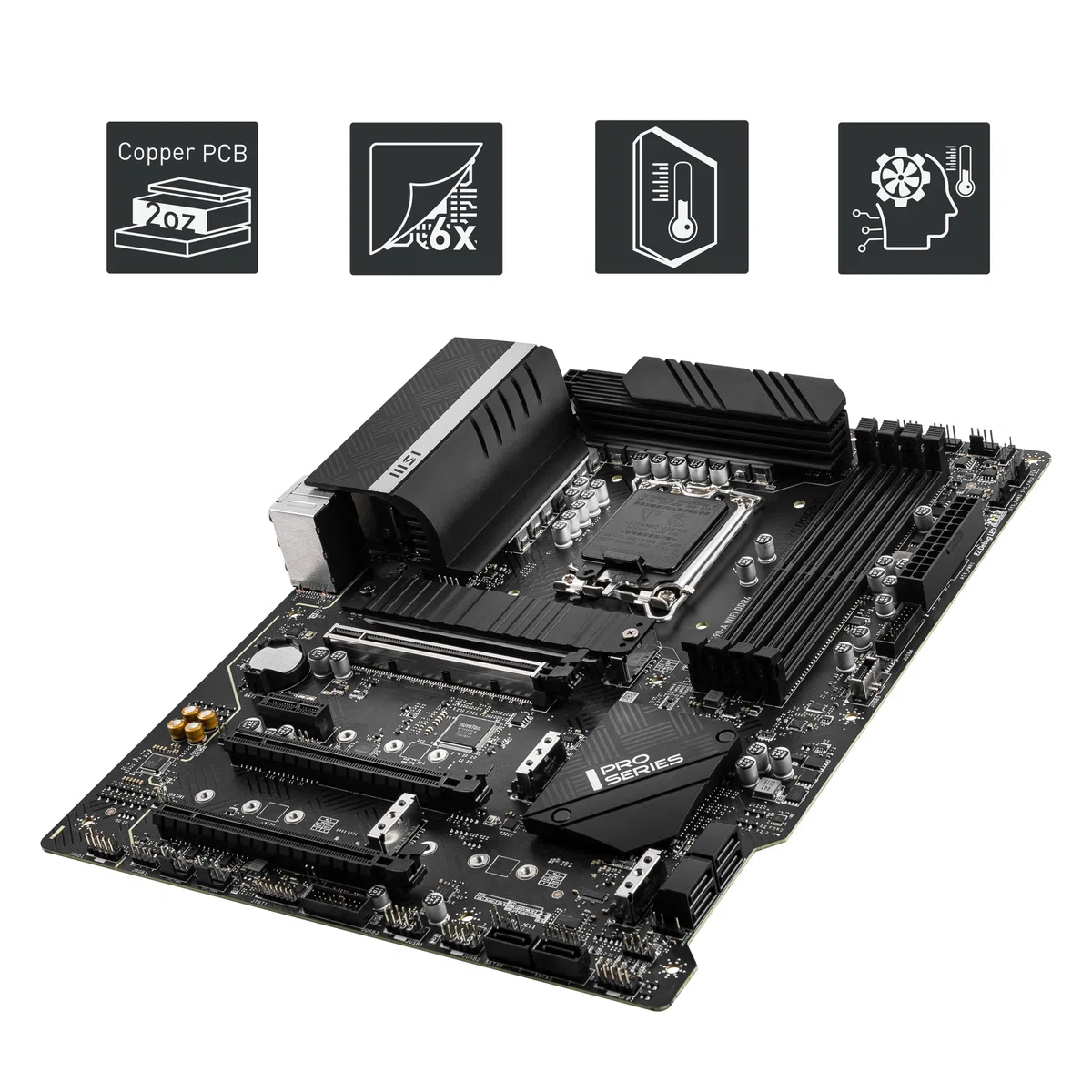 MSI Pro Z690-A WiFi DDR4 Carte Mère, ATX - pour Processeurs Intel Core 12è Gén, LGA 1700-14 Duet Rail 55A VRM, Memory Boost 5200MHz/OC, 1 x PCIe 5.0 x16, 3 x M.2 Gen4 x4, 2.5G LAN, Wi-FI 6