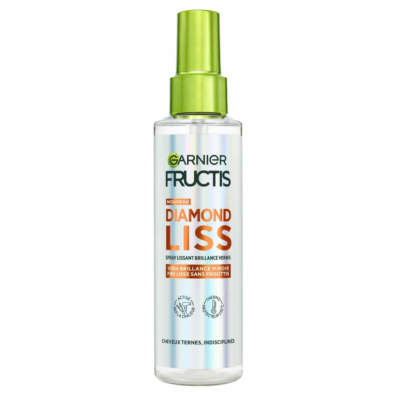 Garnier Fructis Diamond Liss Spray Cheveux Lissant Brillance Diamant Thermo Protecteur Kératine Végétale Huile d'Argan Anti-Frisottis 150 ml