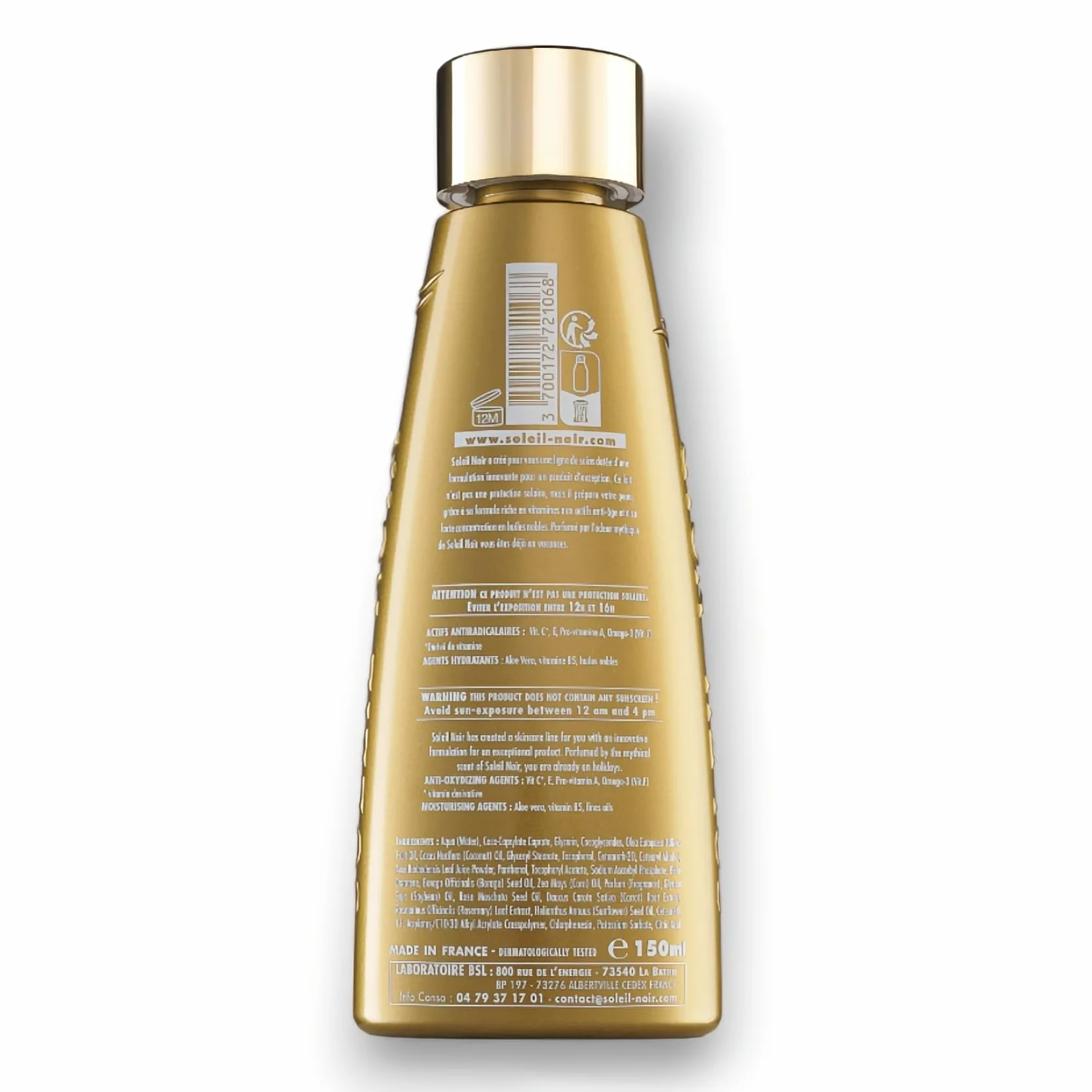 Soleil Noir Lait Corps Vitaminé Sans Filtre Ultra Bronzant Peaux Très Mates 150 ml
