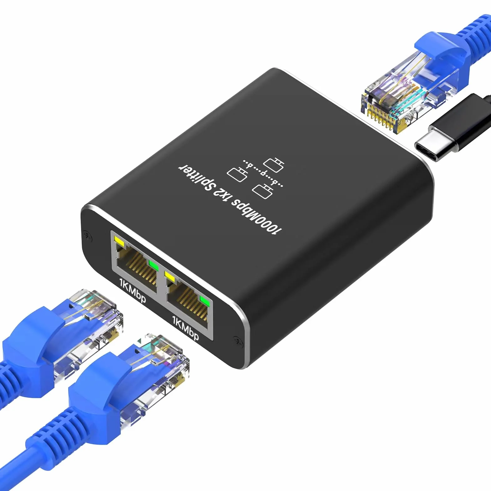 Gigabit Switch Ethernet 2 Port RJ45 Splitter 1000 Mbps LAN