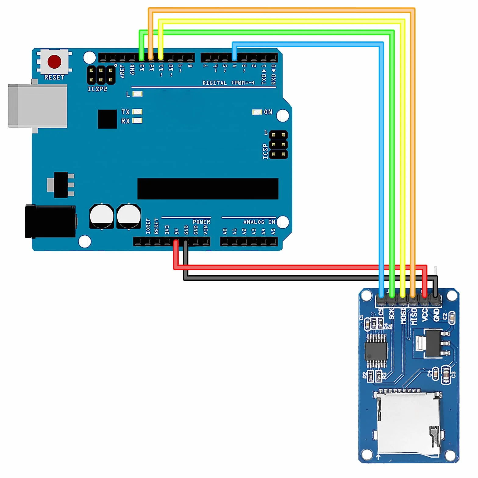 Module de carte Micro SD TF Lecteur SPI pour Arduino (6 pièces)