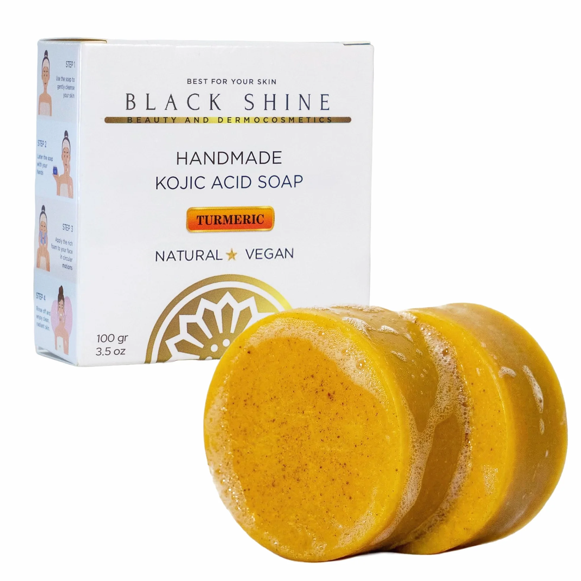 Savon Solide au Curcuma & Acide Kojique Lot de 2 x 100 g Nettoyant Visage Éclaircissant Peau Anti Acne