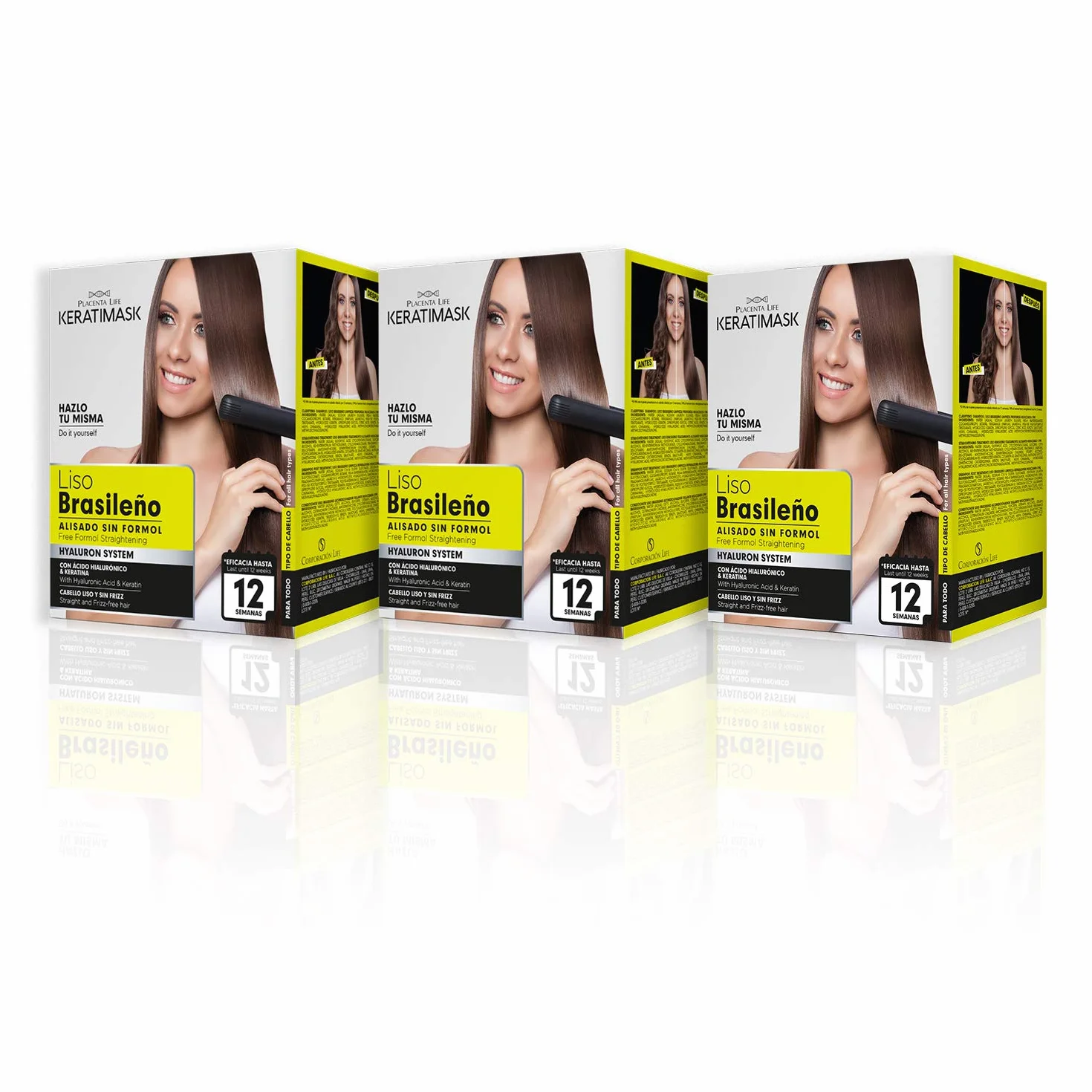 Kit de lissage brésilien Keratimask Be Natural, lot de 3 x 380 g