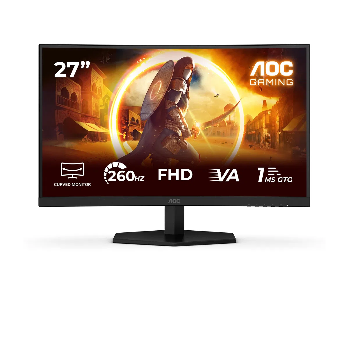 AOC Gaming Moniteur Incurvé, C27G42ZE 27 Pouce 260Hz Fast VA Dalle, 1ms GtG, HDR10, FreeSync Premium, (1920x1080 HDMI 1x 2.0 DP 1x 1.4) Noir