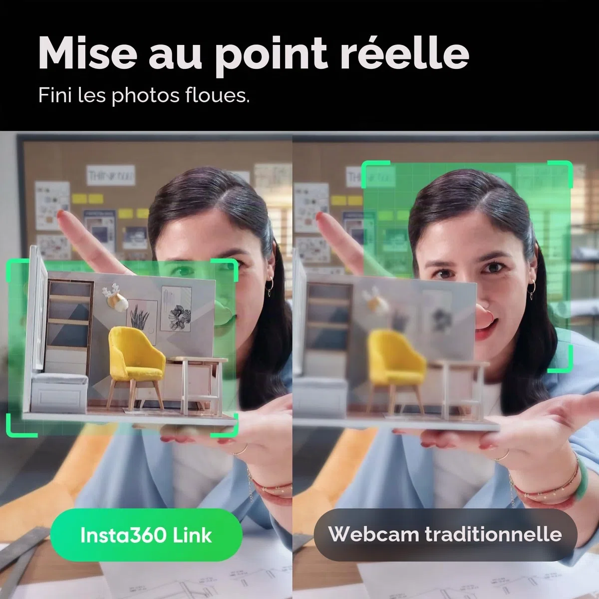 Insta360 Link - Webcam PTZ 4K avec capteur 1/2", suivi de l'IA, contrôle gestuel, HDR, microphones avec réduction du bruit, modes spéciaux, pour ordinateur portable, caméra vidéo pour vidéoconférence,
