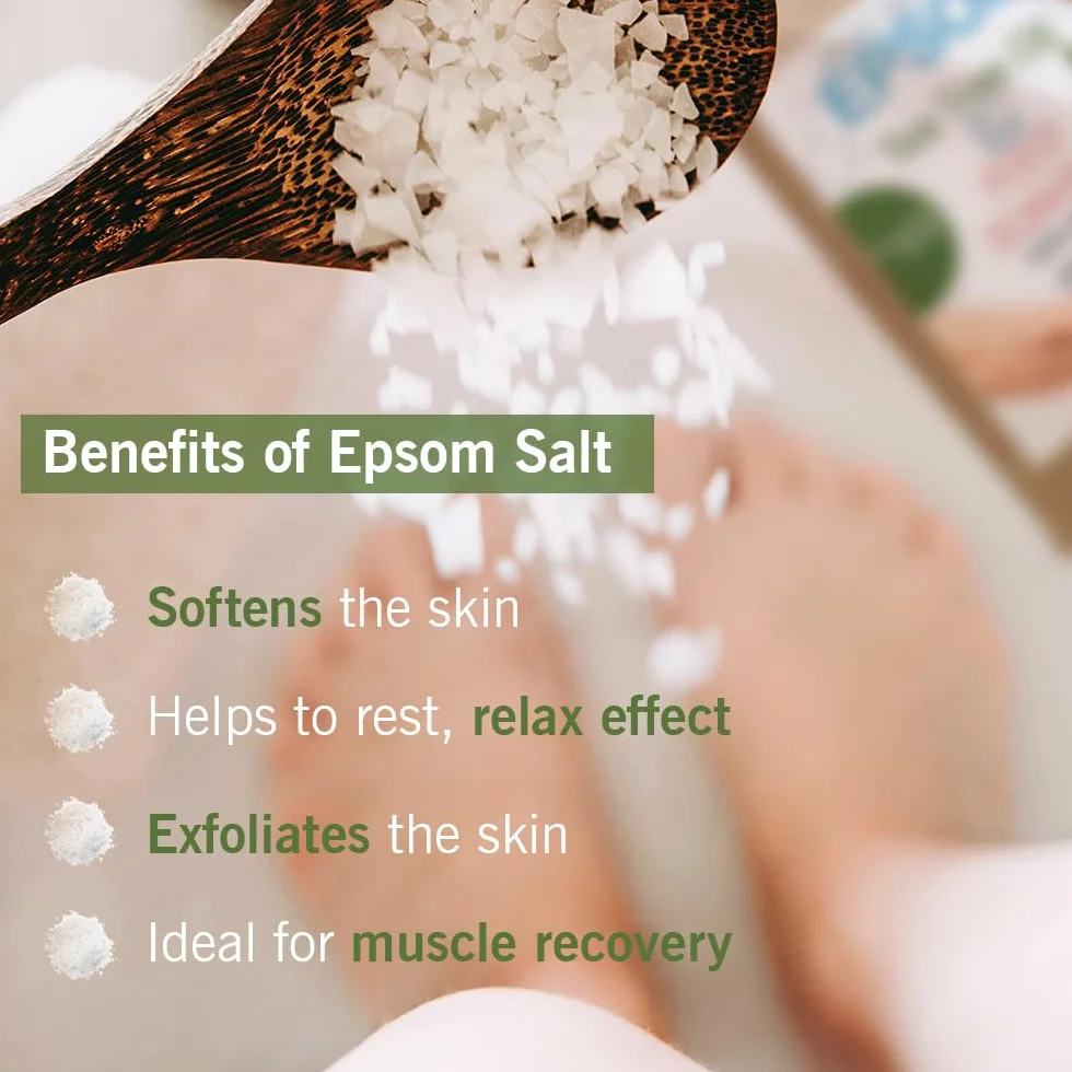 Sel d'Epsom Bain de Pieds 250 g, Réparation Ongles Abîmés, Pédicure, Désodorant Pieds, Callosités