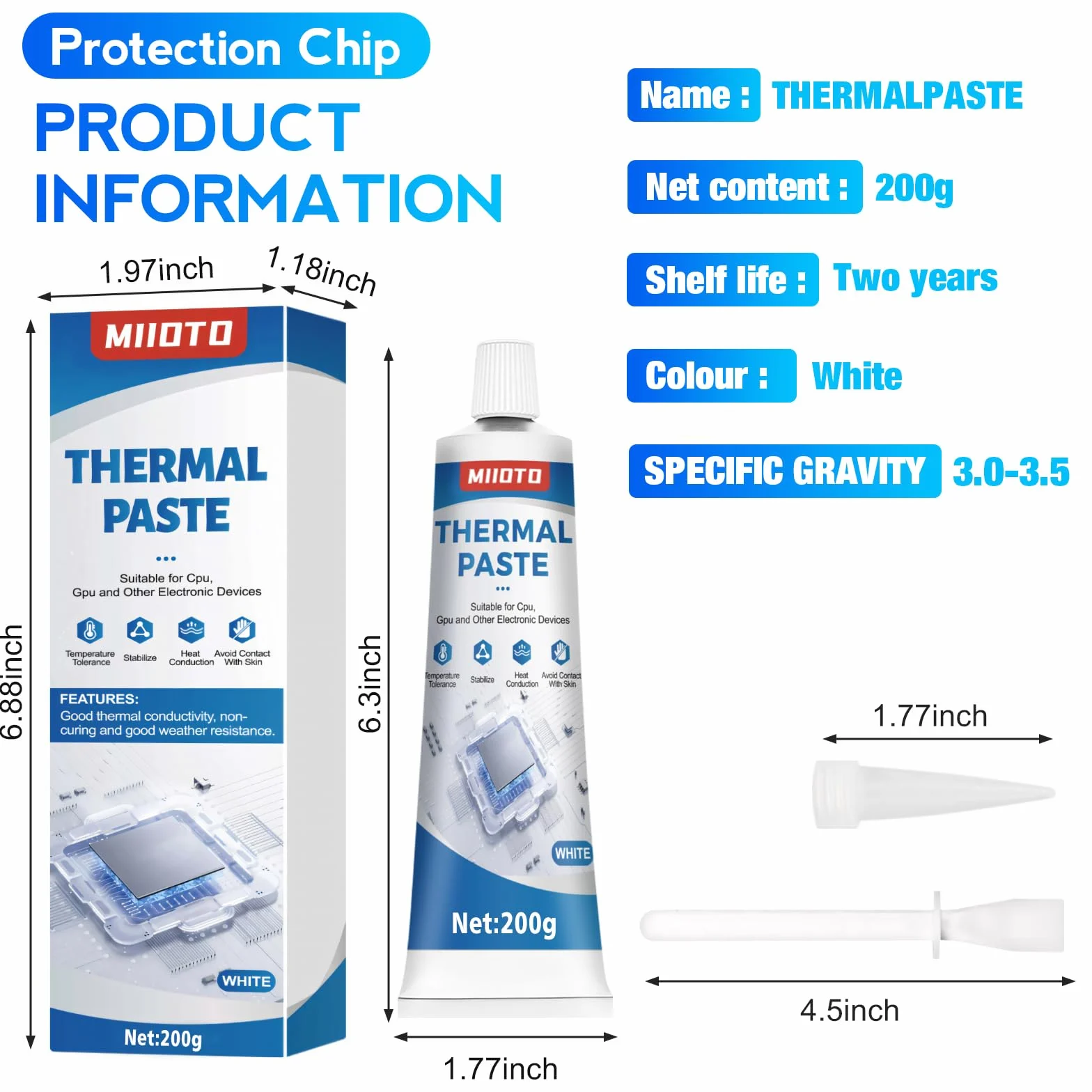 Miioto Pâte Thermique 200g Résistance Haute Température Refroidissement Processeur