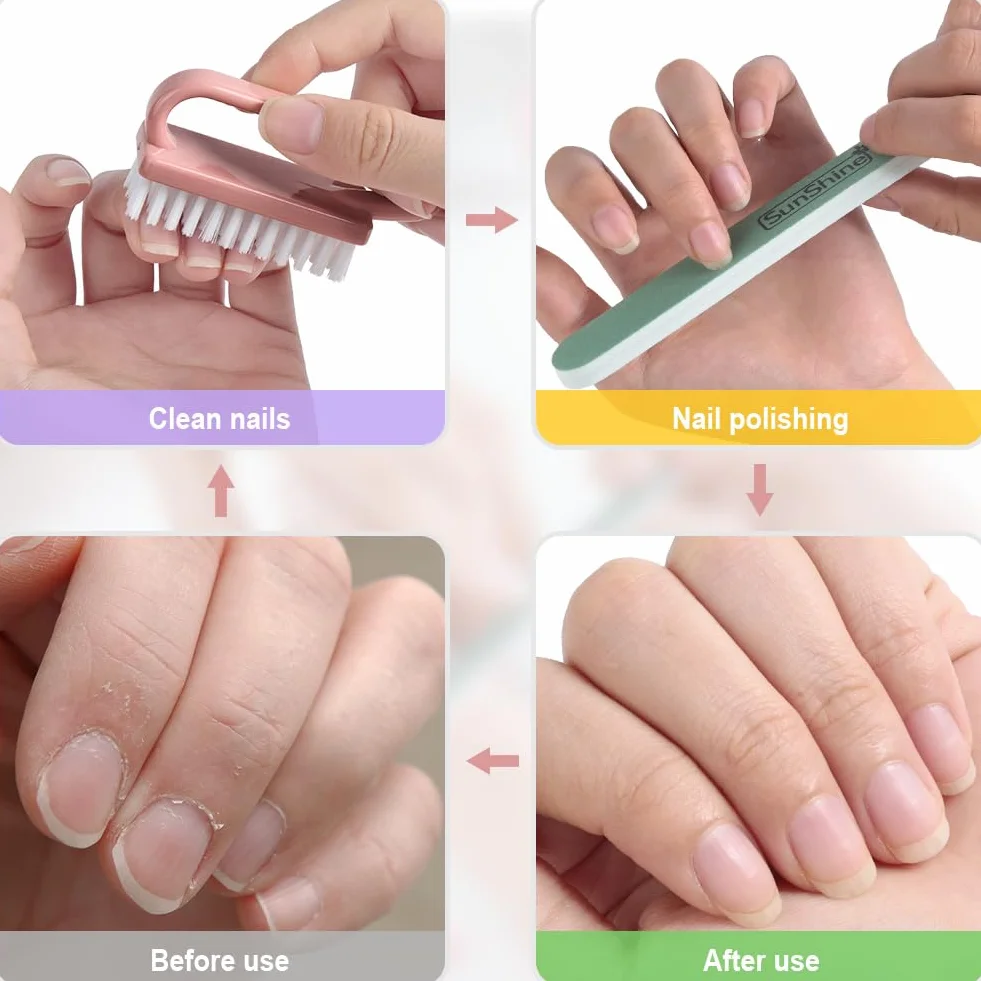 AOOWU Brosse à Ongles 3PCS Poignée Plastique Lime à Ongles Nettoyage