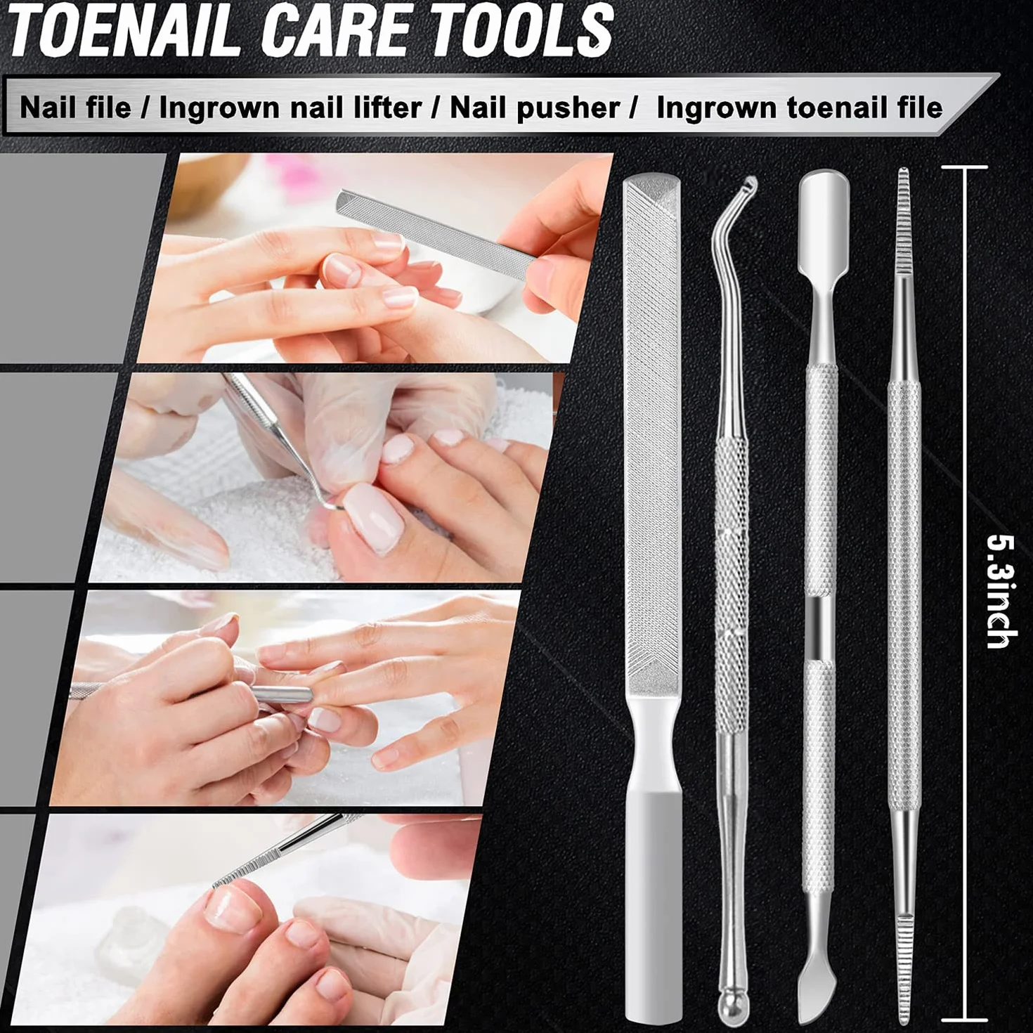 Pinces à Ongles Professionnel Acier Inoxydable Coupe Ongle de Podiatre pour Ongles Epais et Incarnés (noir + rouge)