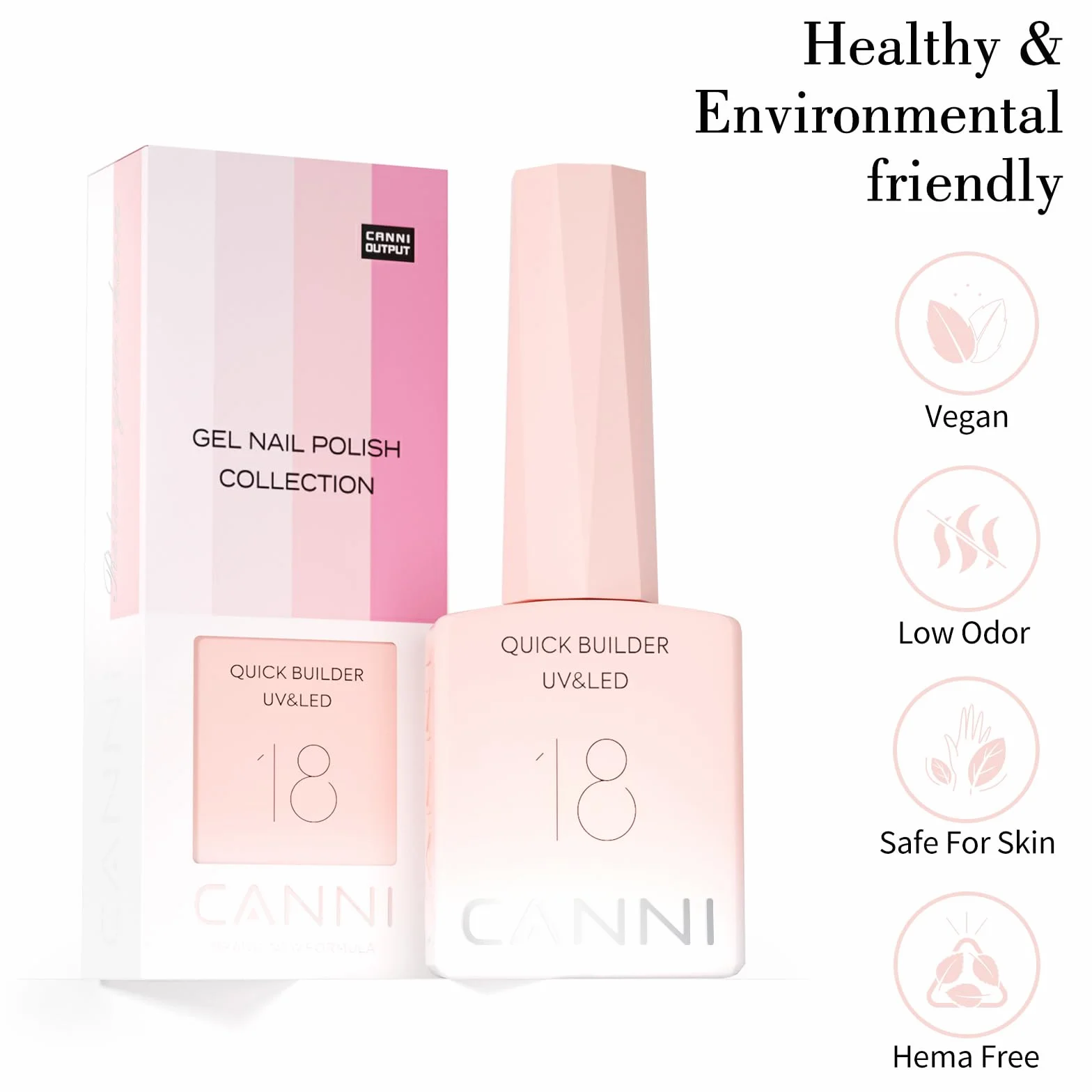 CANNI Gel Construction Ongle UV Quick Builder Gel Rose doux Soft Pink Vernis Gel UV Semi Permanent pour Réparation de Manucure Kit Nail Extension