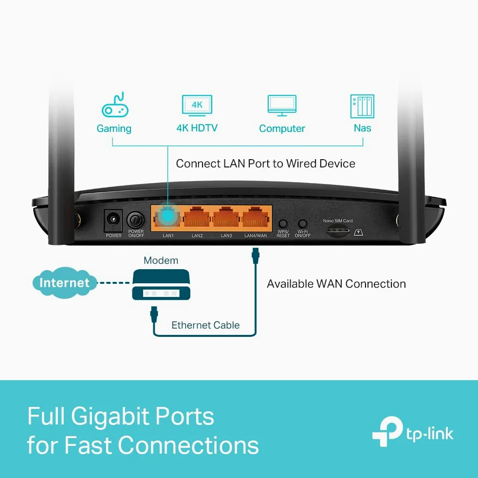 TP Link Archer MR500 4G WiFi AC1200 Gigabit bi Bande