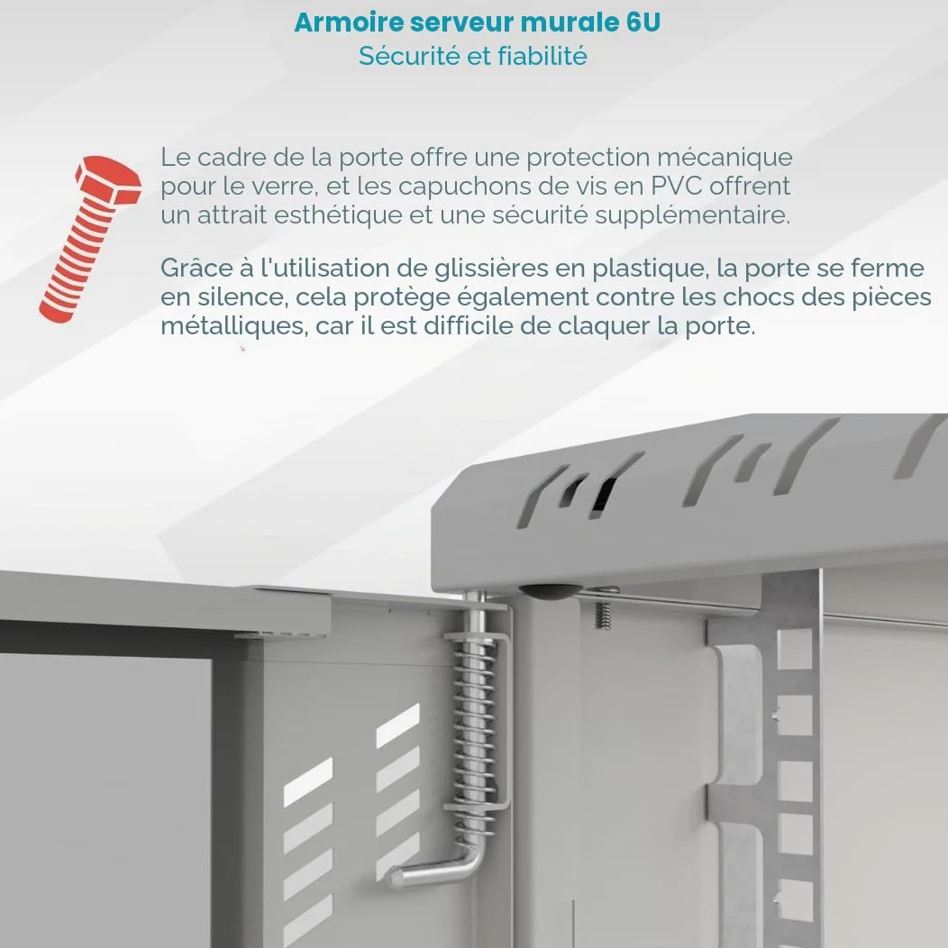 Armoire Réseau 19 Pouces - Baie Informatique 6U - Baie de Brassage pour Montage Mural - Capacité de Charge 40 kg - Profondeur 350 mm - Armoire Informatique - Gris