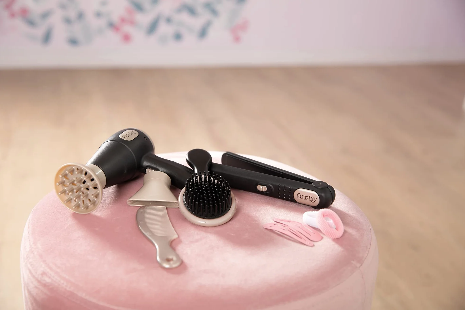 Smoby My Beauty Hair Set Set de Coiffure Enfant Lisseur et Sèche-Cheveux Factices Fonctions Électroniques
