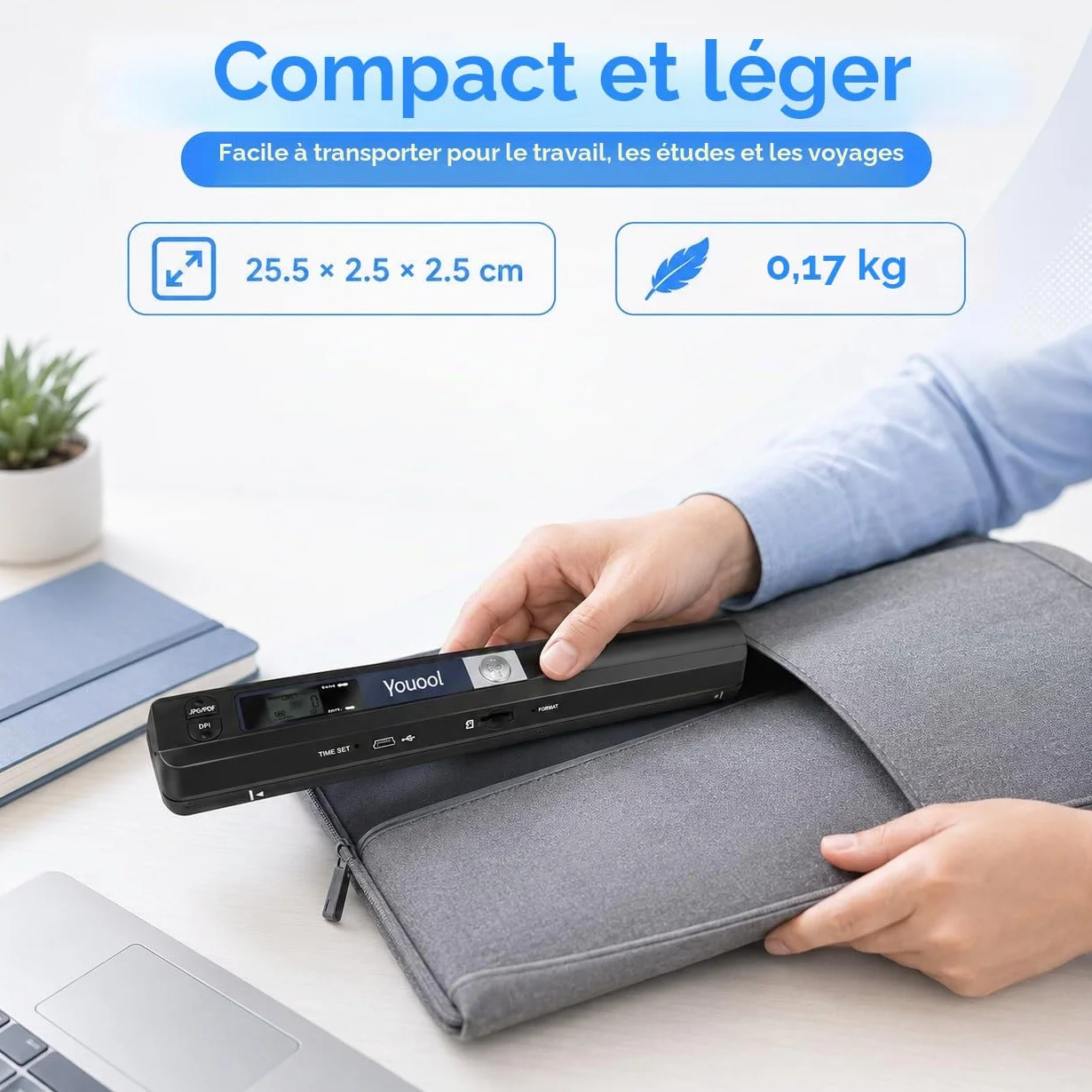 Mini Scanner Portable A4 900 dpi USB Numérisation Couleur JPG PDF avec Carte 16GTF