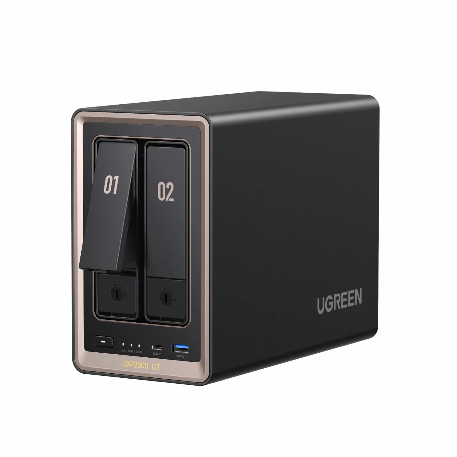 UGREEN NASync DXP2800 NAS 2 Baies, LAN 10GbE, AMD Ryzen R2514, 8 Go RAM, Double M.2 NVMe, HDMI 4K