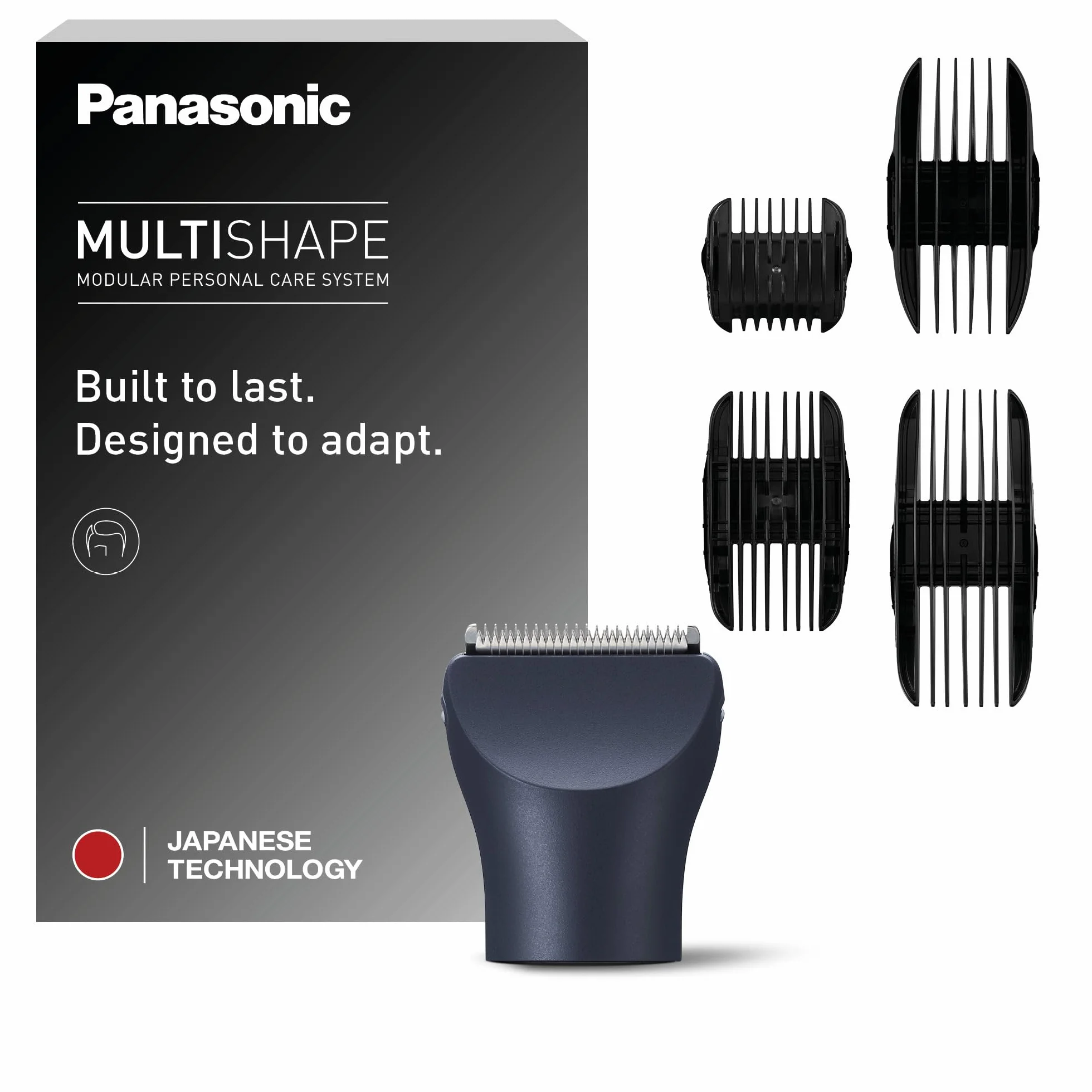 Panasonic ER-CHC1-A301 MULTISHAPE Accessoire Tête de Tondeuse à Cheveux avec lames professionnelles, 15 Réglages de Longueur, 4 Peignes, Noir