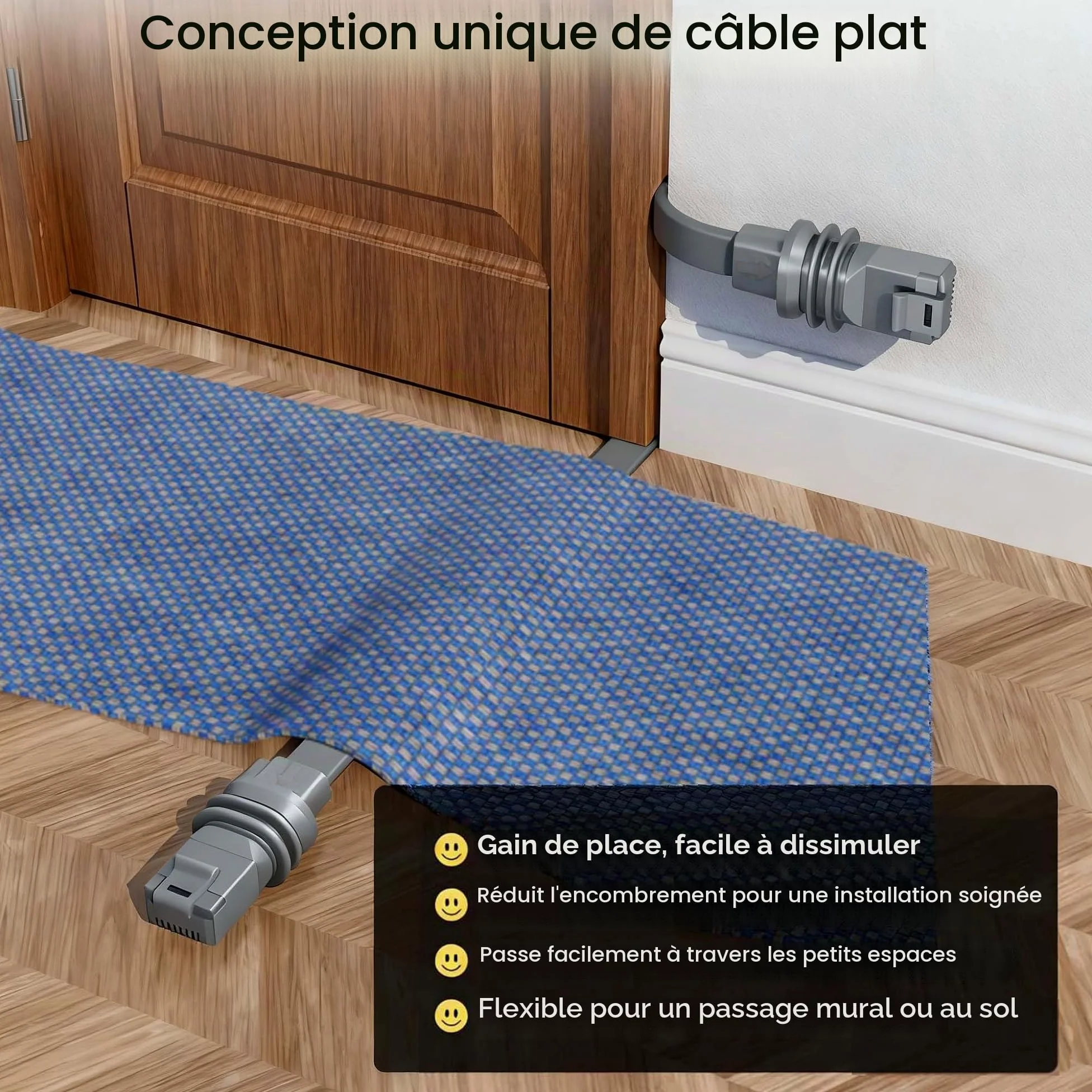Elfcam - 30m Câble Ethernet Plat Cat 6A pour Starlink Gen 3 et Mini – 10Gbps, RJ45, IP68 Étanche, 9.2x3.2mm, Intérieur/Extérieur, Haute Vitesse et Flexible pour Installation Murale