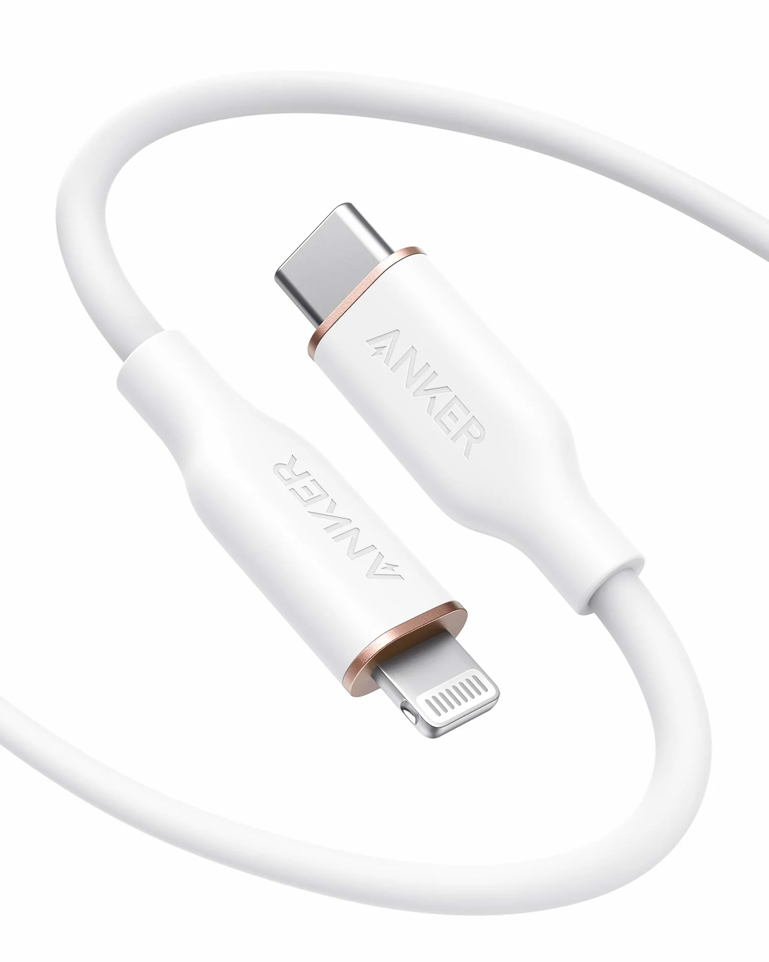 Anker PowerLine III Flow USB C vers Lightning câble iPhone 180 cm MFi silicone blanc