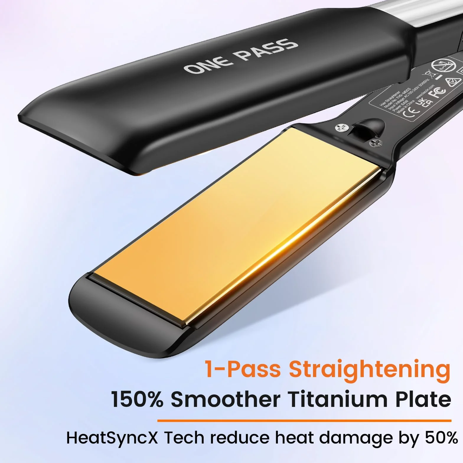 Faszin Lisseur Cheveux Plaque Large 42mm Professionnel Plaques Titane Ions Négatifs Chauffage Rapide 30s 11 Niveaux Température 130-230℃ Noir
