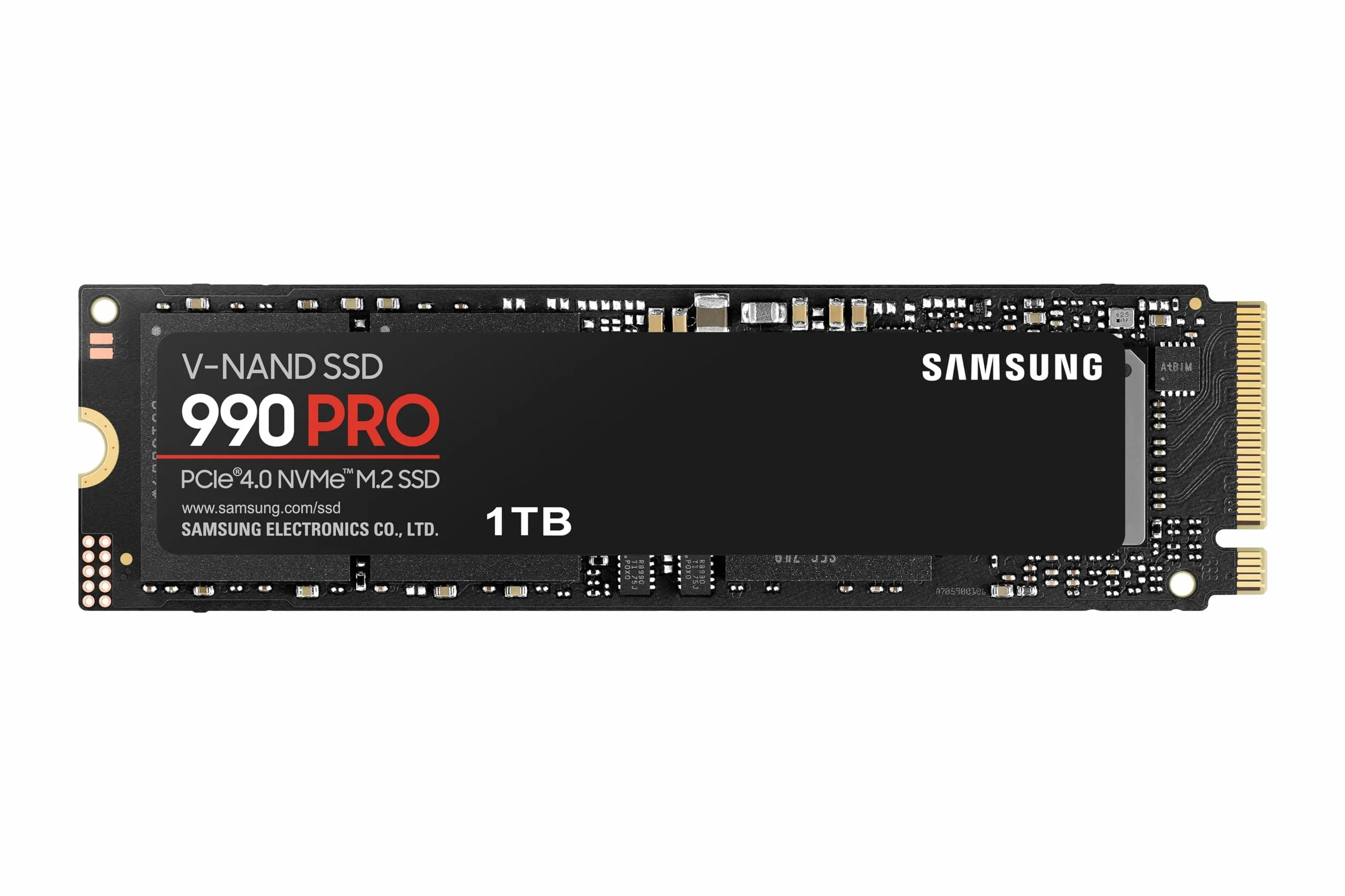 Samsung SSD 990 Pro NVMe M.2 Pcle 4.0, SSD Interne, Capacité 1 To, Vitesse de lecture jusqu'à 7 450 Mo/s, Gestion Intelligente de la Chaleur avec Revêtement en Nickel, MZ-V9P1T0BW