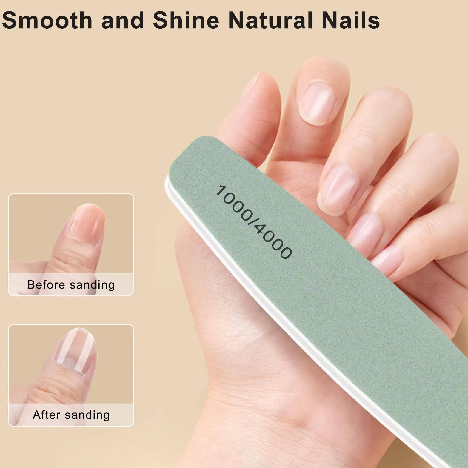 Limes à Ongles Professionnelles 12Pcs, Limes Polissoirs Double Face Grain 1000/4000 Lavable Réutilisable