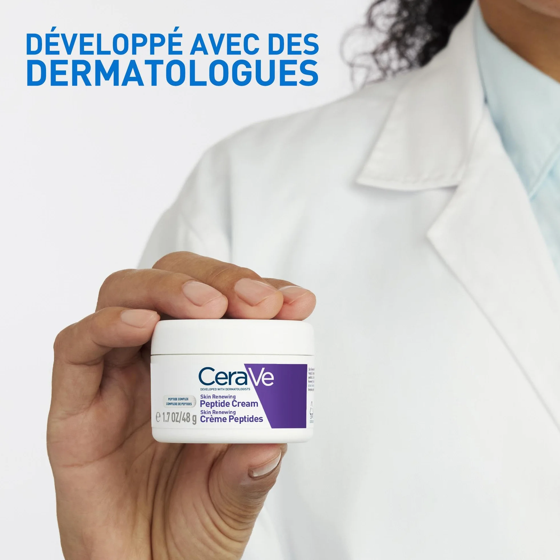 CeraVe Crème Peptides Anti-rides Skin Renewing Crème Nuit Raffermissante Visage Peptides Niacinamide 3 Céramides Peaux Sensibles 48g