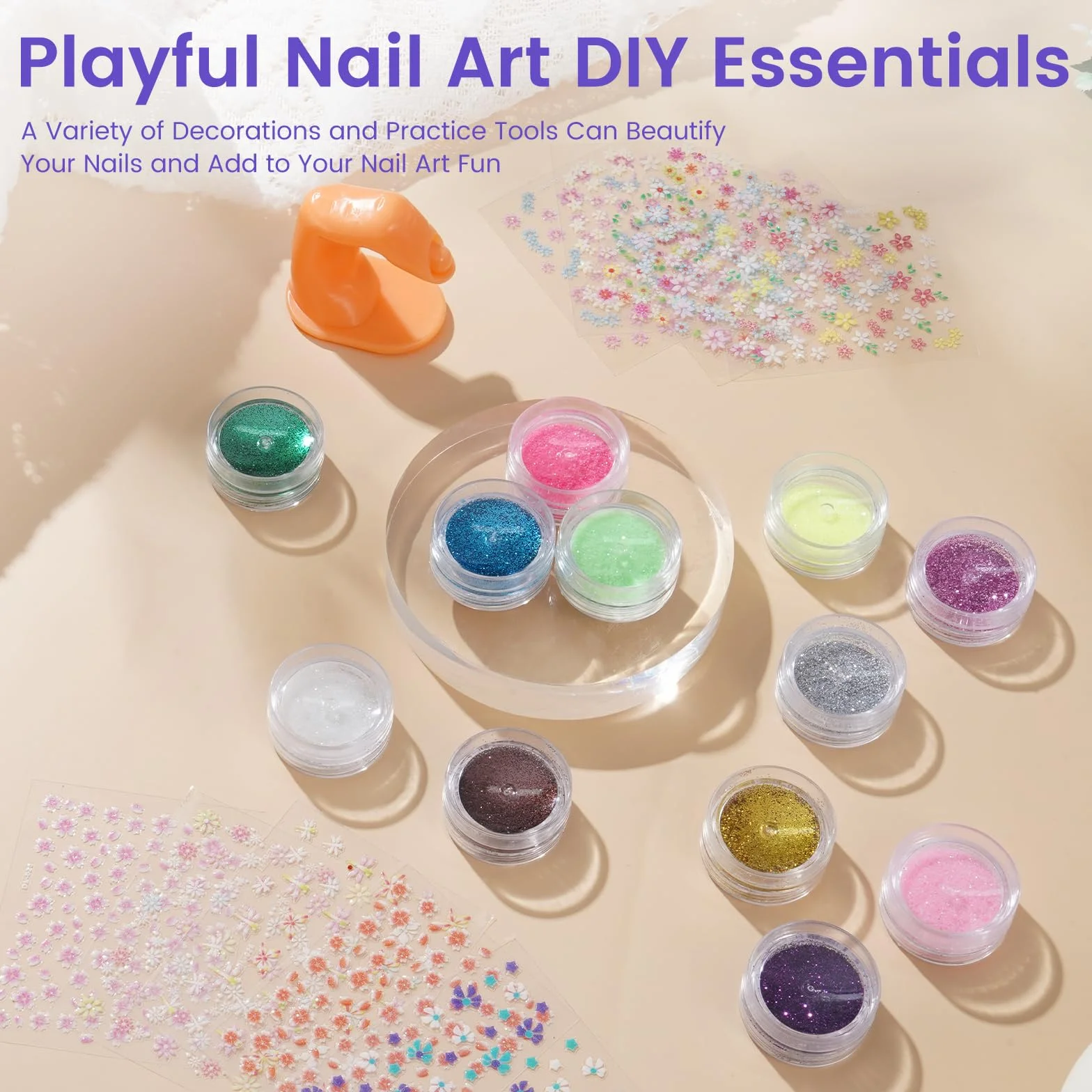 Kit de démarrage acrylique pour ongles 4 couleurs avec lampe et ponceuse