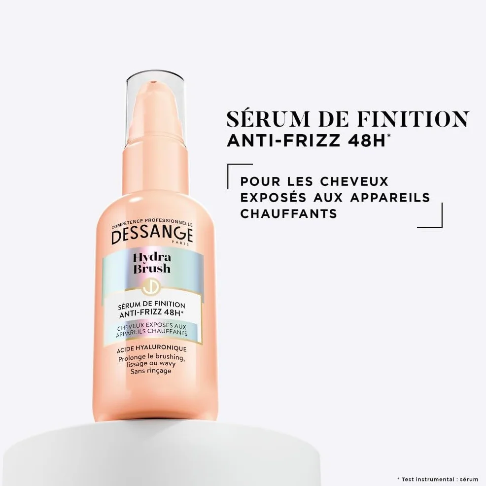 DESSANGE Coffret Hydratant Disciplinant Hydra-Brush Shampoing Lait Brushing Thermoprotecteur Sérum Finition Anti-Frizz 48H Acide Hyaluronique