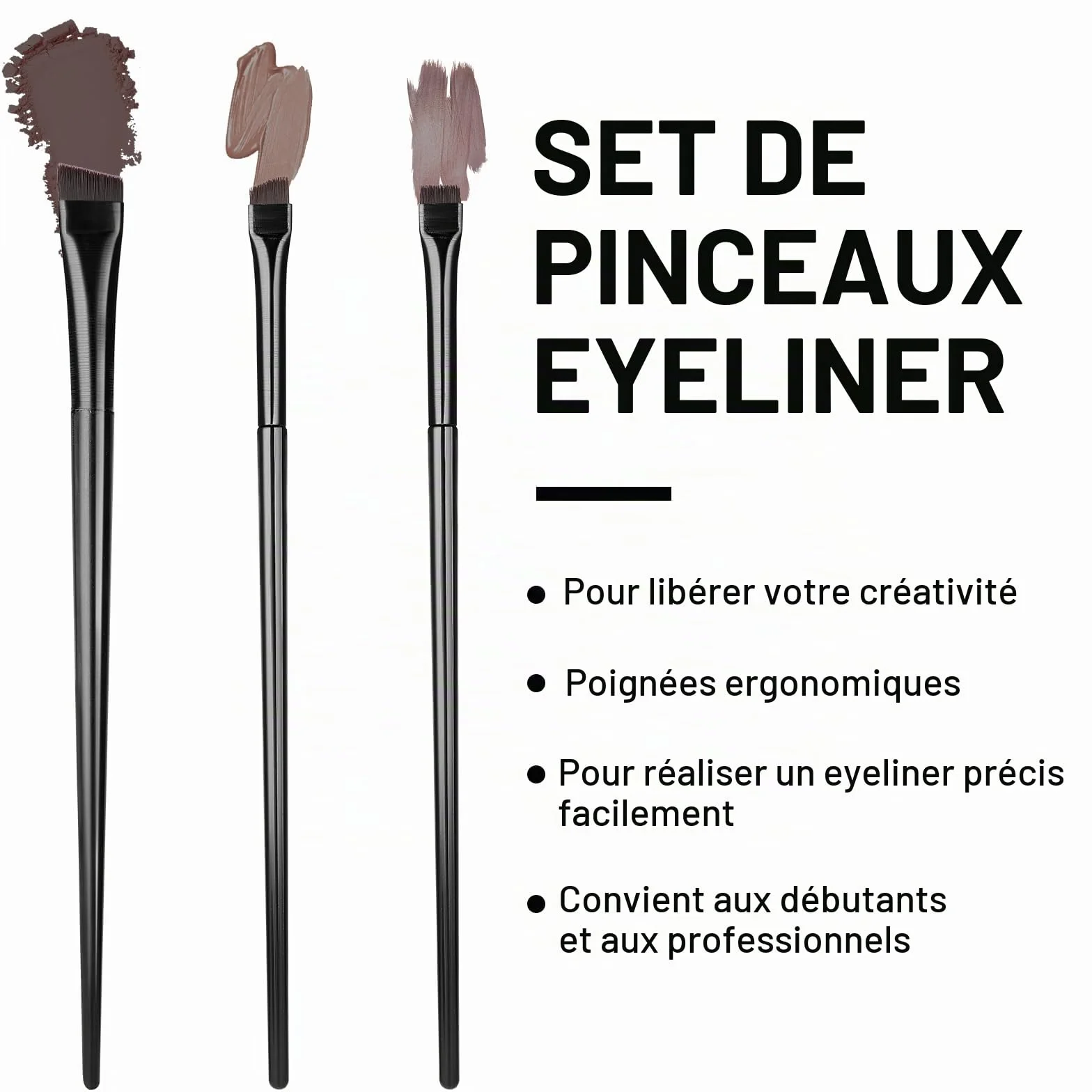 Pinceaux À Sourcils Lot De 3 Pinceau Biseauté Fin Poils Synthétiques Sans Cruauté