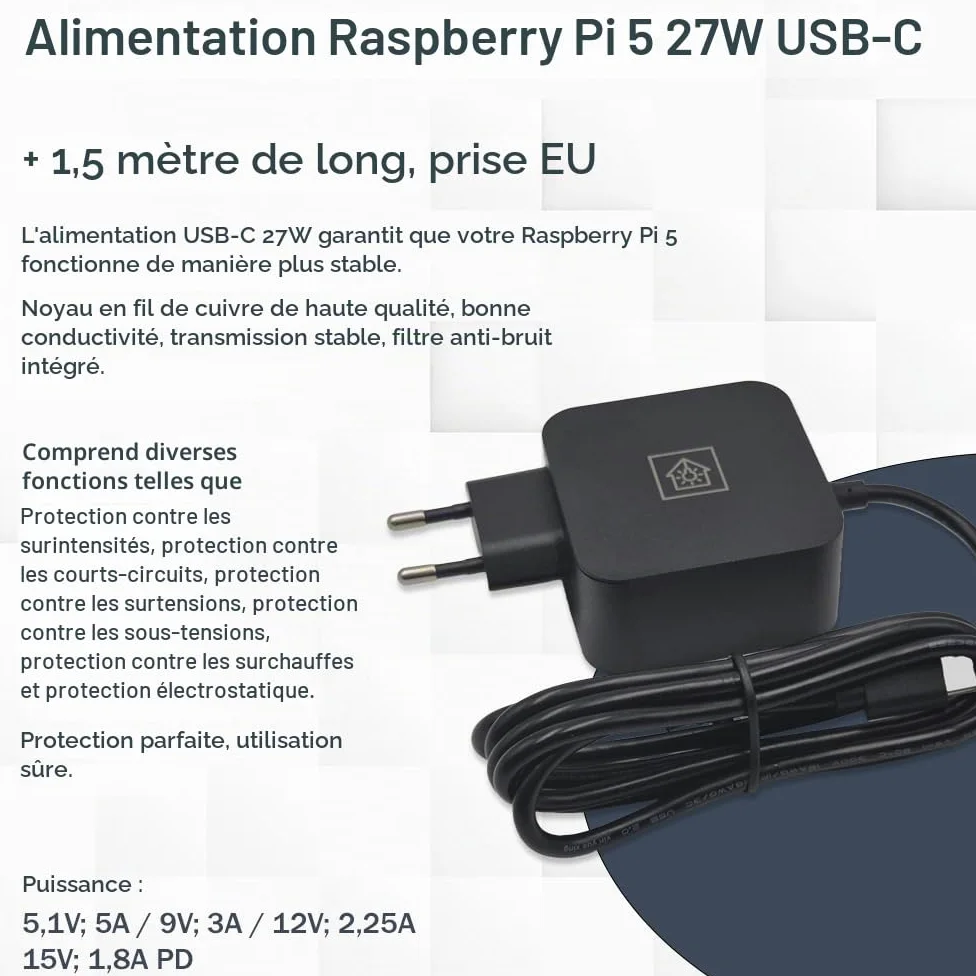 Raspberry Pi 5 Kit de démarrage 8 Go noir | Bloc d'alimentation USB-C 45 W | Boîtier avec ventilateur | Carte SD Ultra 64 Go | Câble Micro HDMI 4K | Dissipateur thermique | Raspberry Pi 5 8 Go de RAM