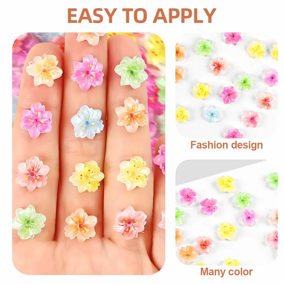 Vicloon 50 Pièces Charme Floral Nail Art Strass pour Ongles
