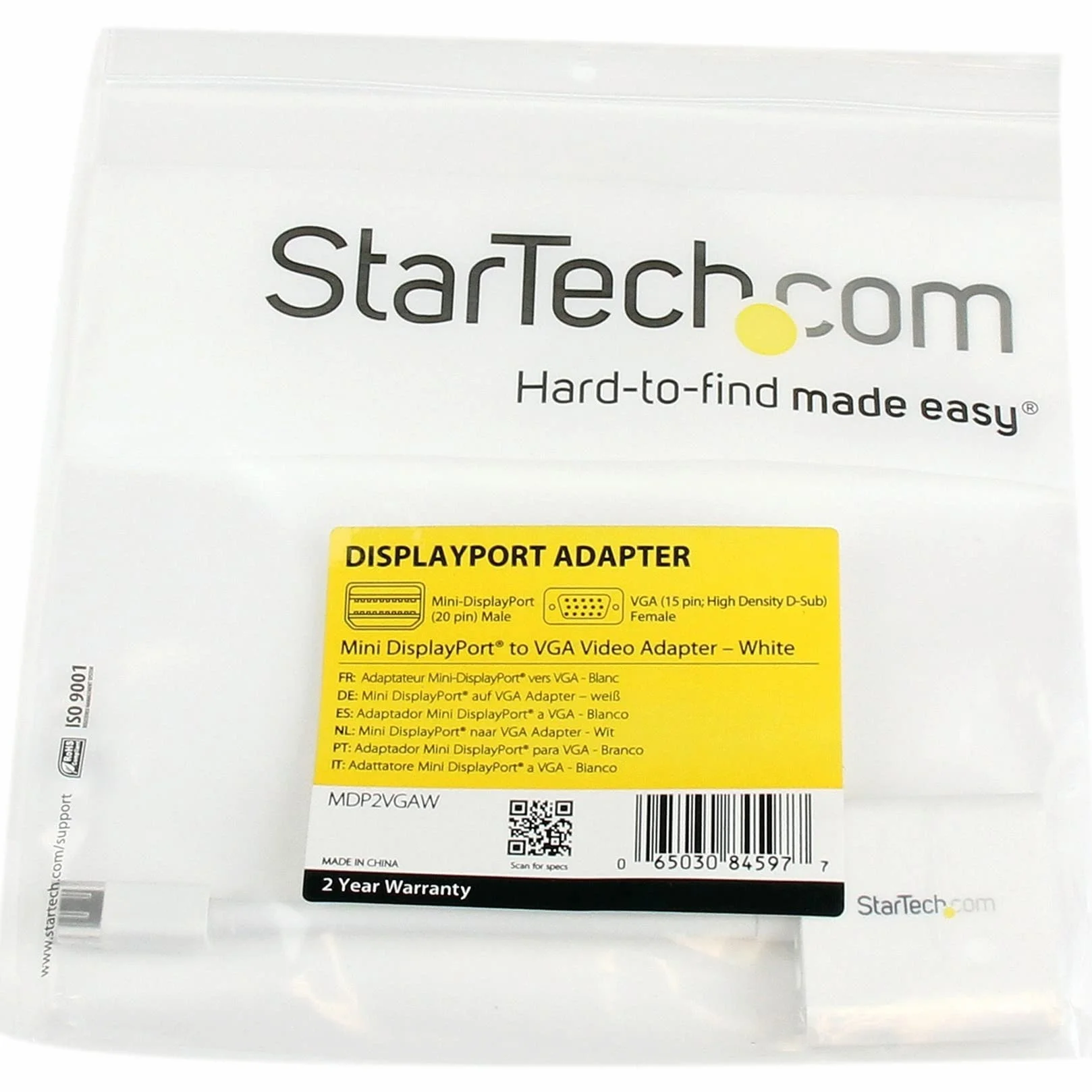 STARTECH.COM Adaptateur Convertisseur Vidéo Mini DisplayPort vers VGA Mâle/Femelle 1920x1200 Blanc