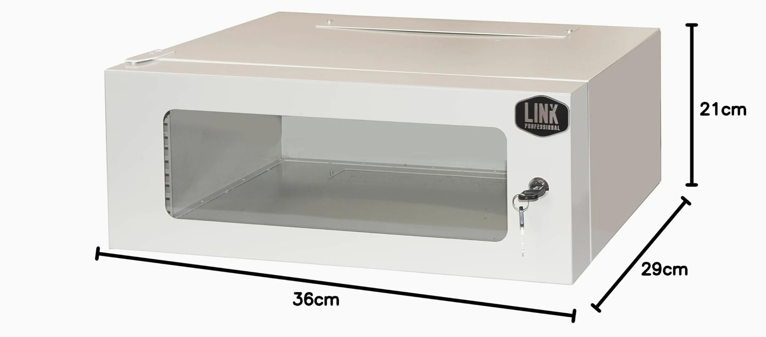 LINK Armoire Rack LK1904U30 avec Verrouillage à clé pour périphériques réseau 19 Pouces Porte en Verre emboîtement Acier Couleur Grise Taille compacte 54x36x21 cm unité 1 pièce