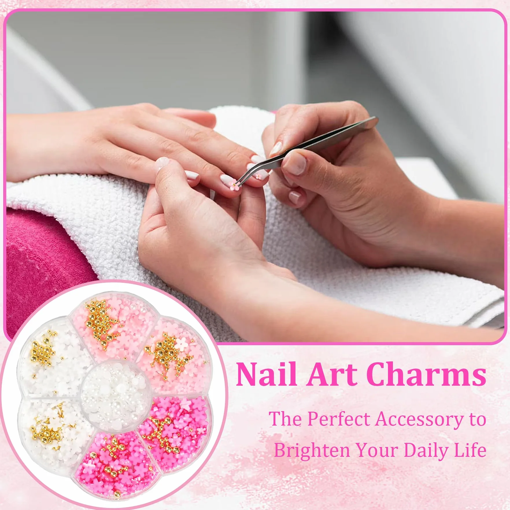 Breloques Ongles Nail Art Arc 3D Nœud Papillon Fleur Rose Rouge
