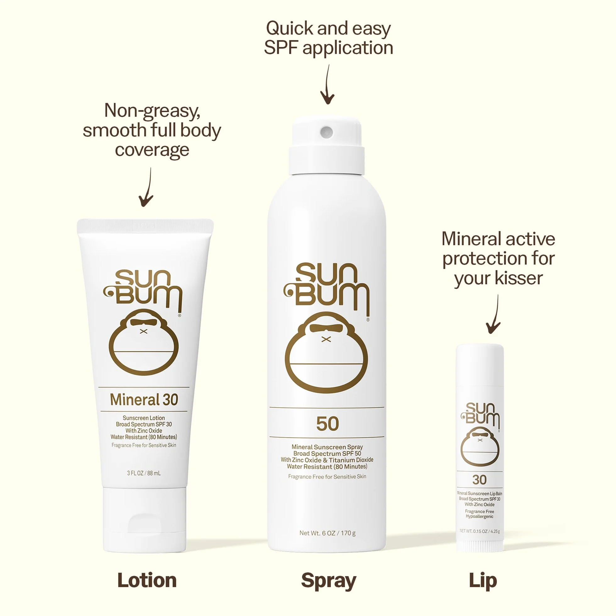 Sun Bum Crème solaire minérale SPF 50 85 g large spectre UVA UVB végétalienne adaptée récifs