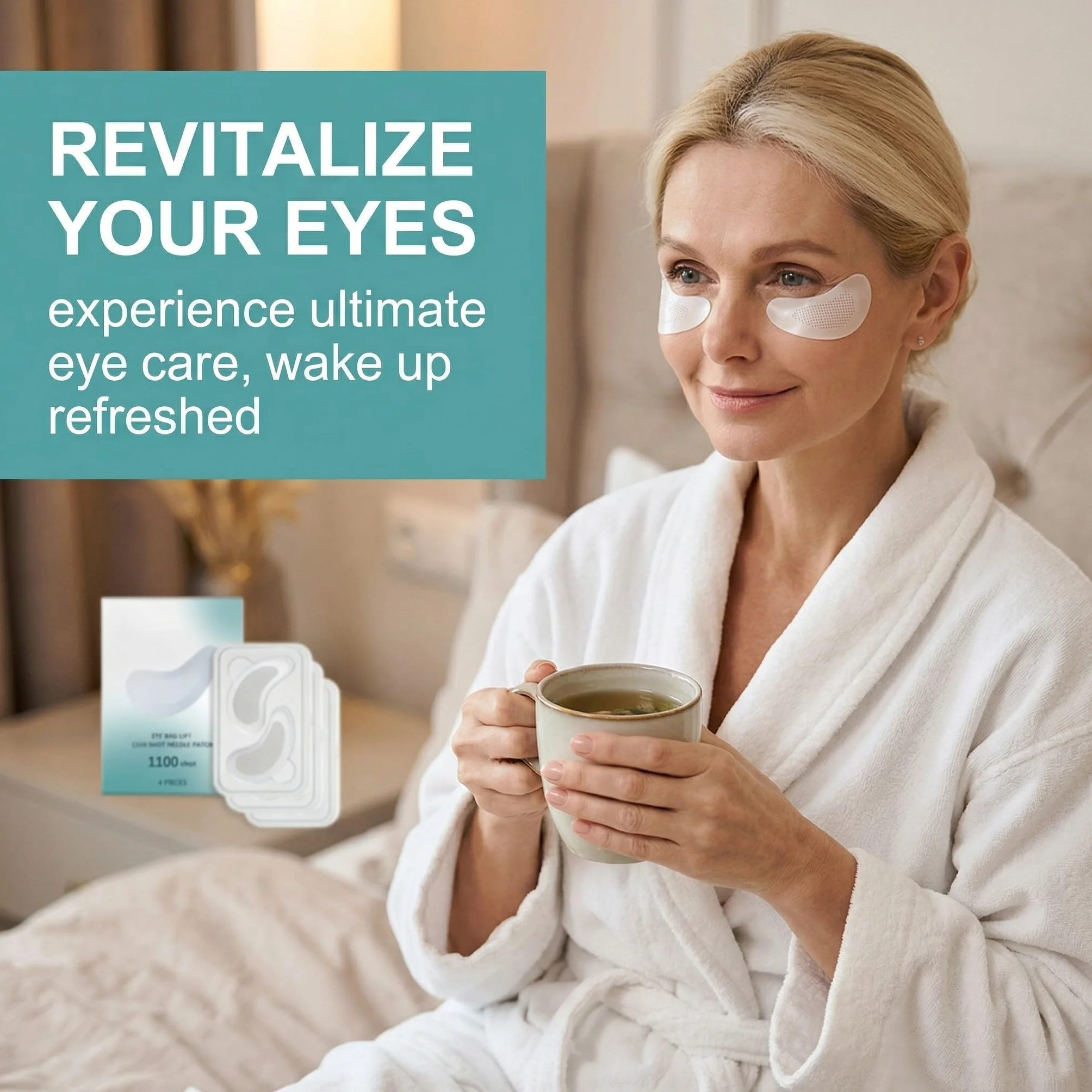 Patchs pour les Yeux à Micro-aiguilles Dissolvantes Anti Cernes Poche Éclat, Patch Nano Microneedle avec Acide Hyaluronique Peptides