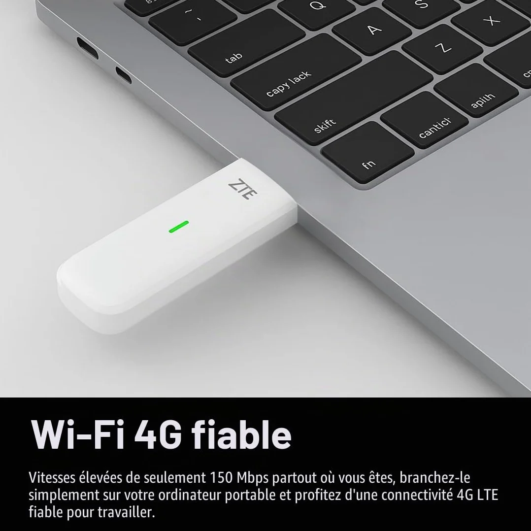 ZTE MF833 Dongle USB CAT4 4G débloqué 150 Mbps multibande Garantie 2 Ans Blanc