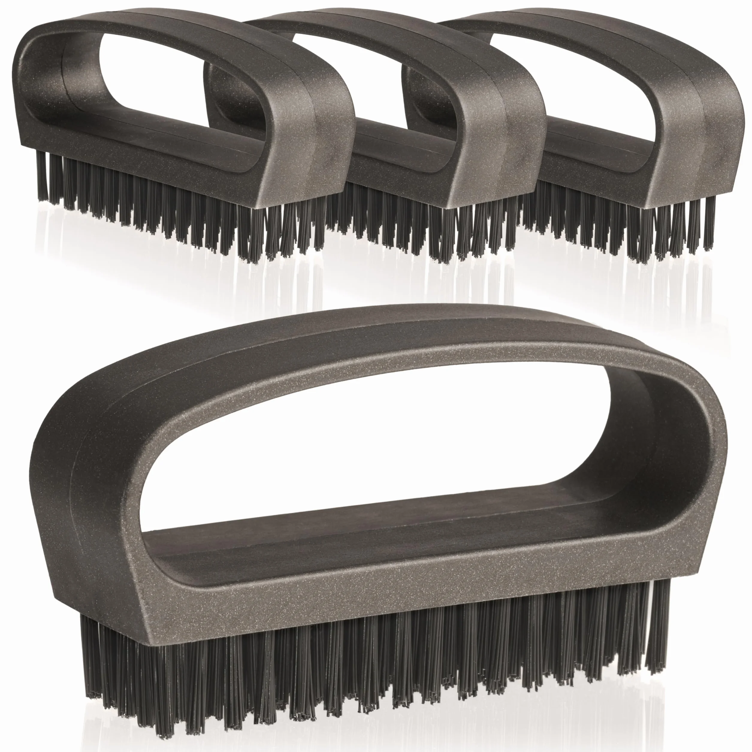 Hausfelder brosse à main lot de 4, poils dures, noir anthracite mat