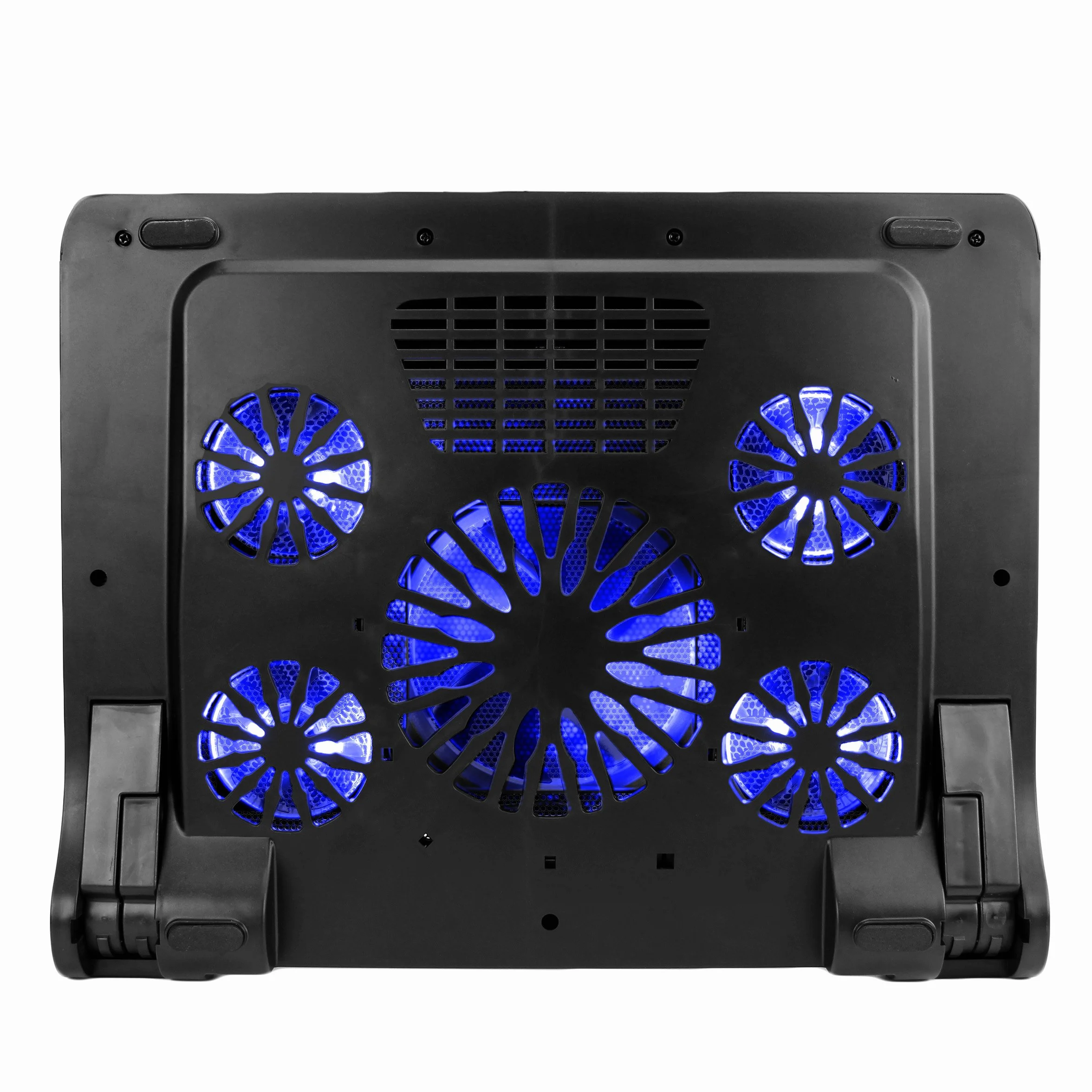 Plaque de Refroidissement PC Portable 5 Ventilateurs LED Bleues 2 Ports USB 40 x 32.4 cm