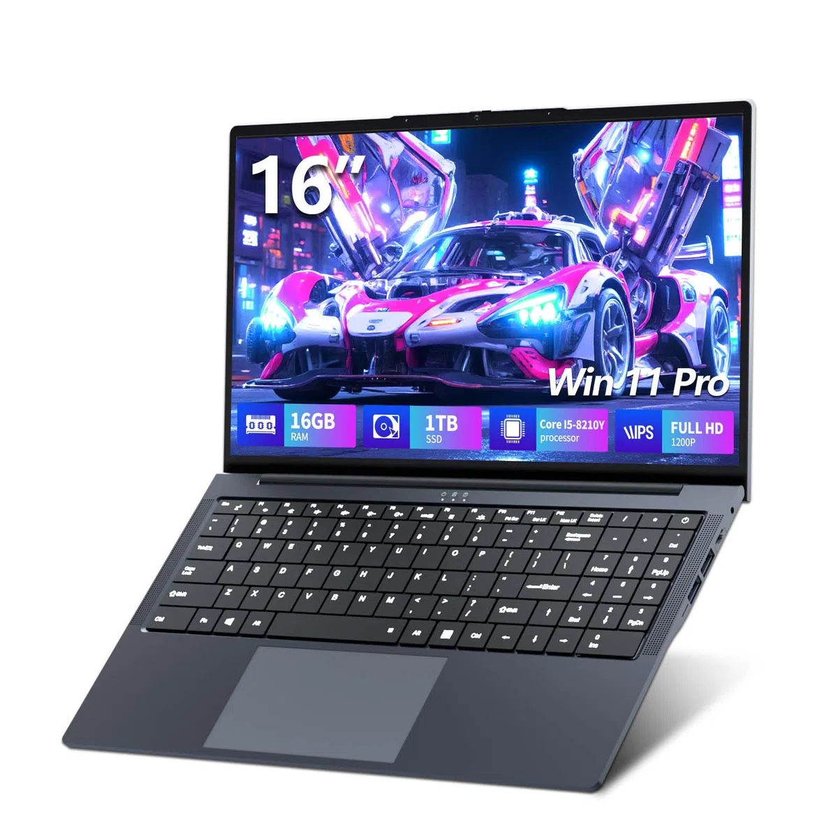 Ordinateur Portable 16 Pulgadas, Core i5-8210Y Procesador, Win 11 Pro PC Portable 16GB RAM 1TB SSD, Clavier Rétroéclairé, 1920*1080 IPS FHD Écran Laptop, (Mini-HDMI+USB3.0+Type-C+Webcan+WIFI5)