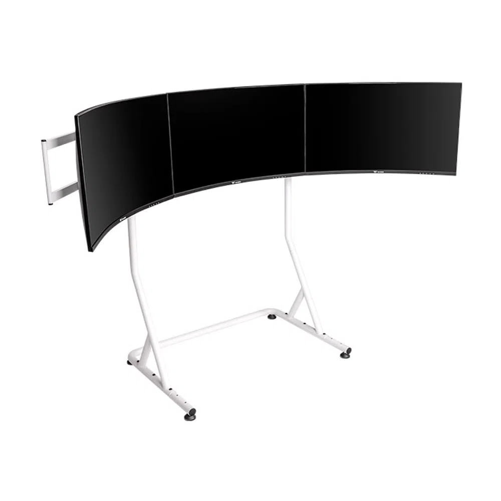 Thermaltake Triple Racing Monitor Stand Pro | Pour 3 moniteurs 32″ incurvés / 34″ plats | Structure en acier thermolaqué | Hauteur réglable (920–1120 mm) | Charge 20 kg par écran | VESA 75–400 | Blanc