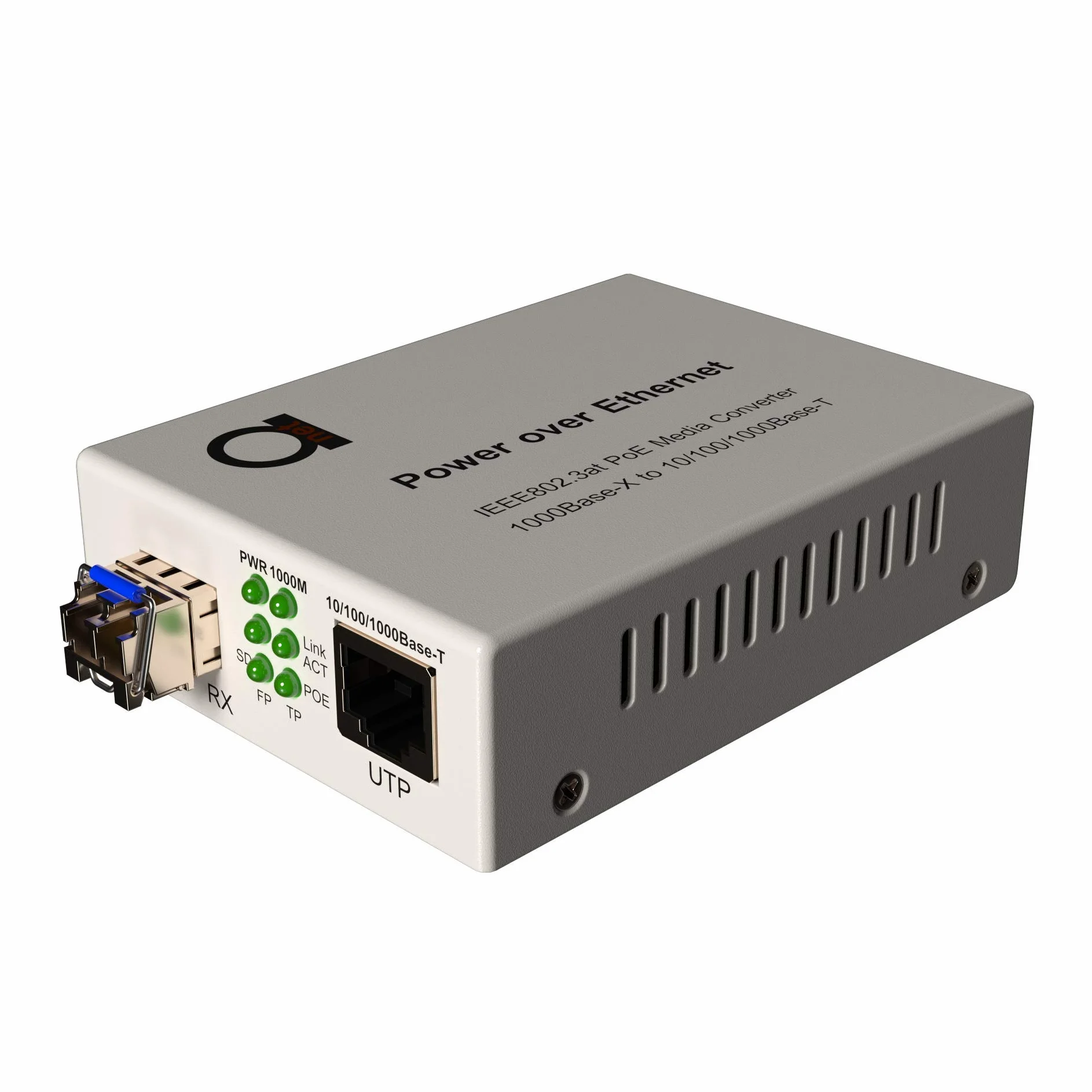 Convertisseur de médias Ethernet Gigabit Gigabit Ethernet PoE fibre monomode - Alimentation IEEE 802.3 PoE et PoE+ PSE et prolonge la distance sur fibre jusqu'à 20 km - Port LAN UTP 10/100/1000 à