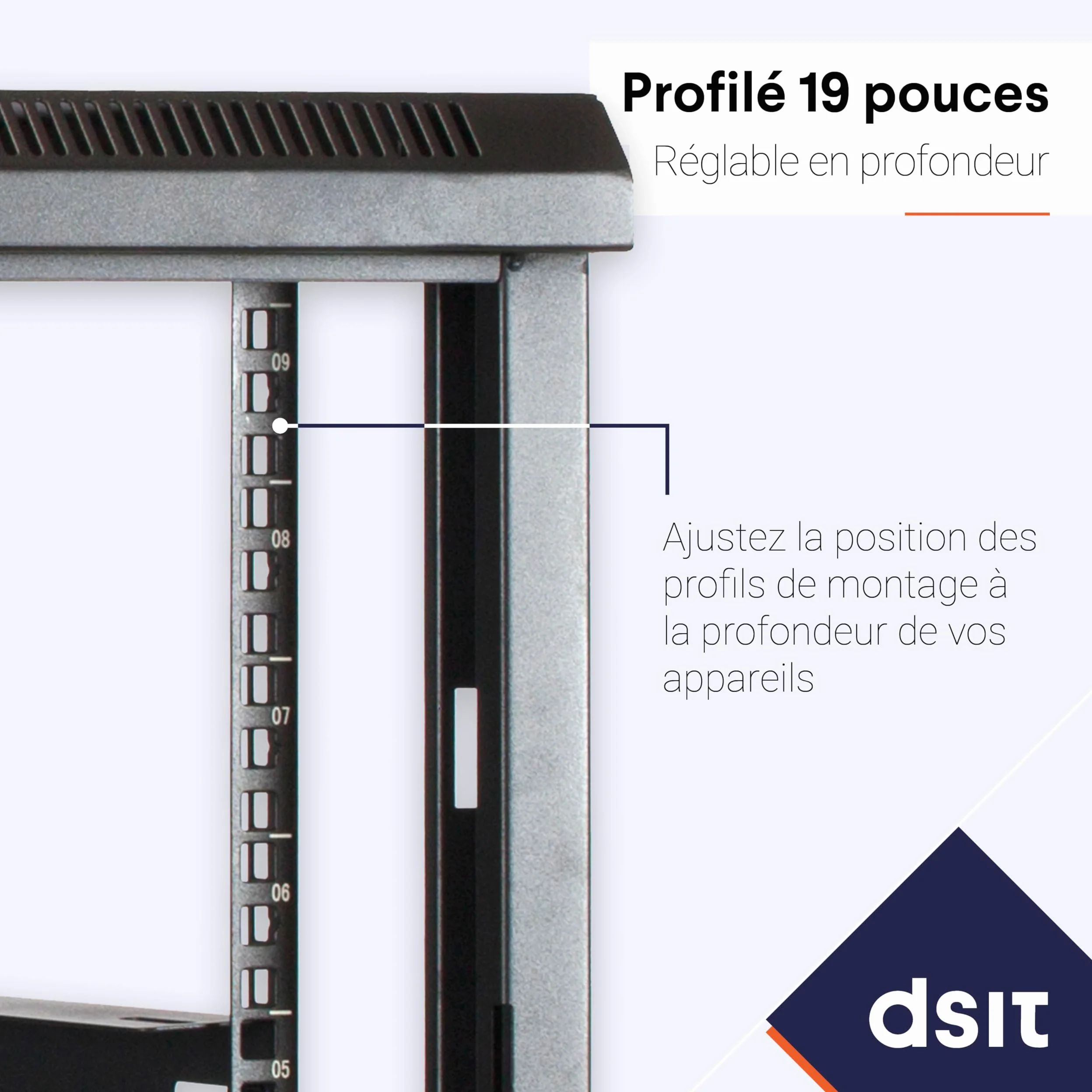 Baie Murale 12u (inclinable) avec Porte en Verre 600x600x635mm - Noir
