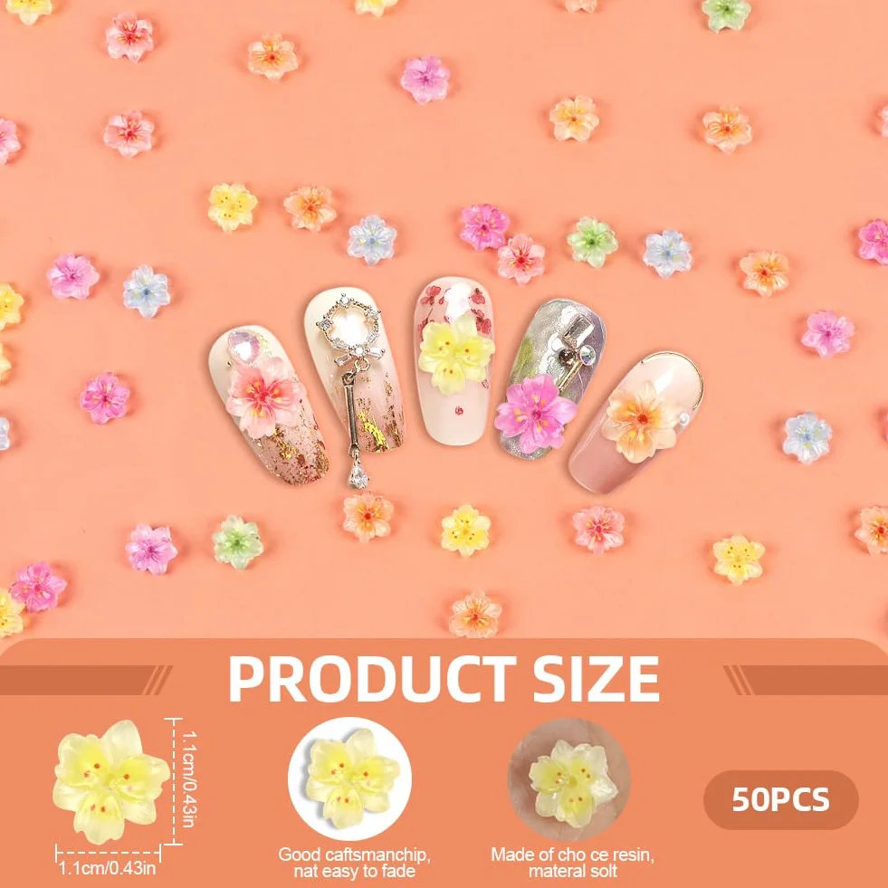 Vicloon 50 Pièces Charme Floral Nail Art Strass pour Ongles