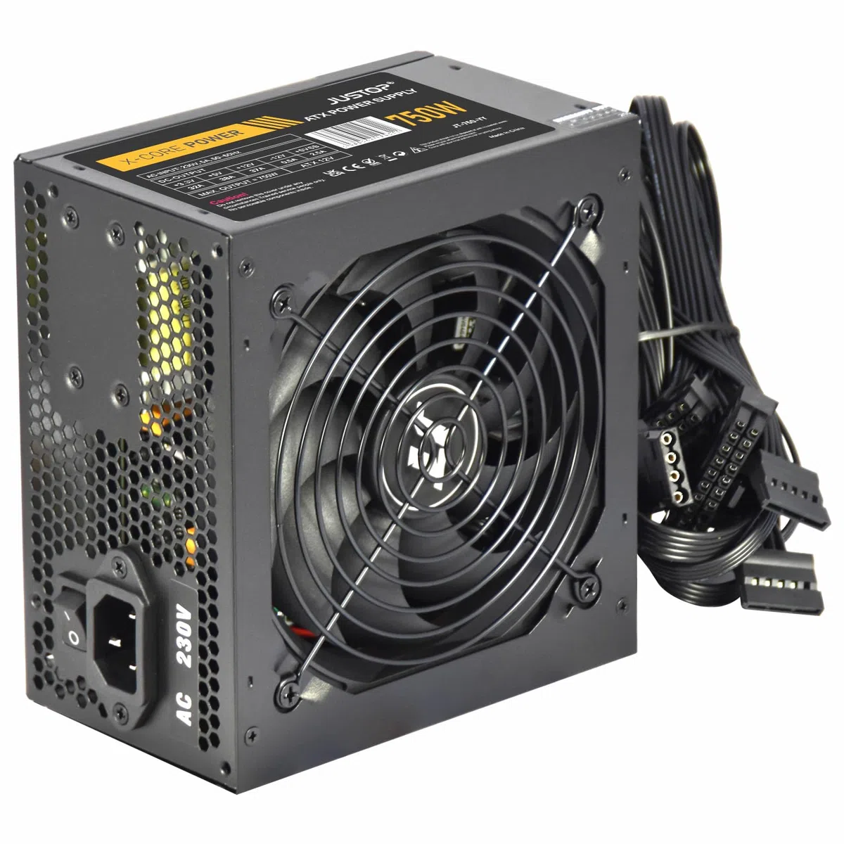 Bloc d'alimentation Noir 750 W, Alimentation à découpage, Ordinateur de Bureau, PC de Bureau, Ventilateur ATX 120 mm, 8 Broches 12 V, PCI-E 6+2 Broches, 6 Ports SATA