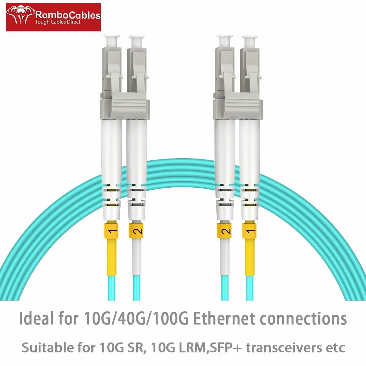 Lot de 2 câbles patch LWL Multimode OM3 LC vers LC 30 m - Câble patch en fibre optique duplex - 10 Go/40 Go/100 Go 50/125 µm LSZH - Options 0,2 m ~ 50 m